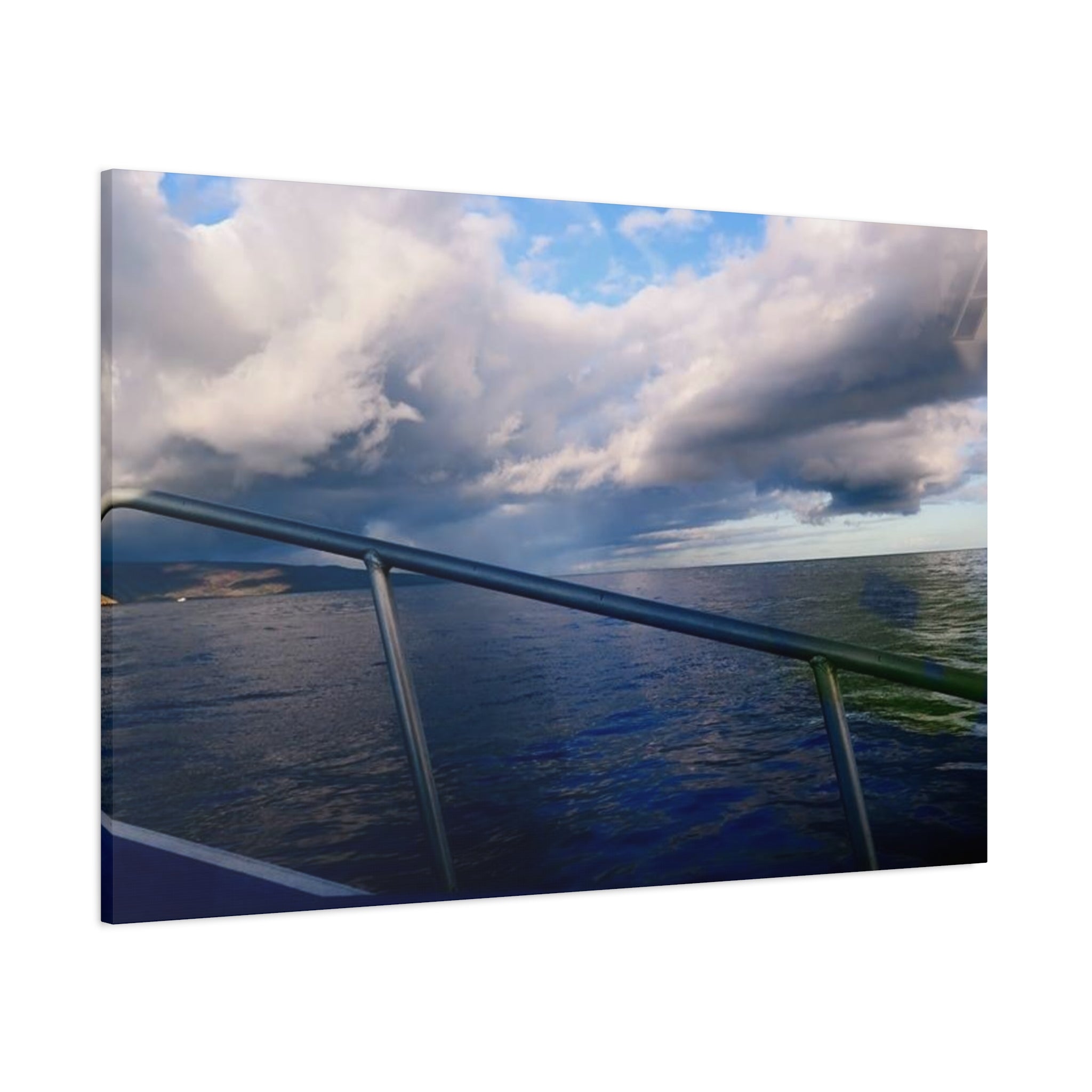 Ocean Horizon Boat Ride Matte Canvas Print – Stretched Seascape Wall Art