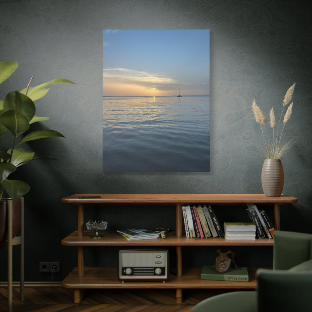 Sunset Sail Matte Canvas Print — Tranquil Ocean Wall Art, Stretched 1.25"