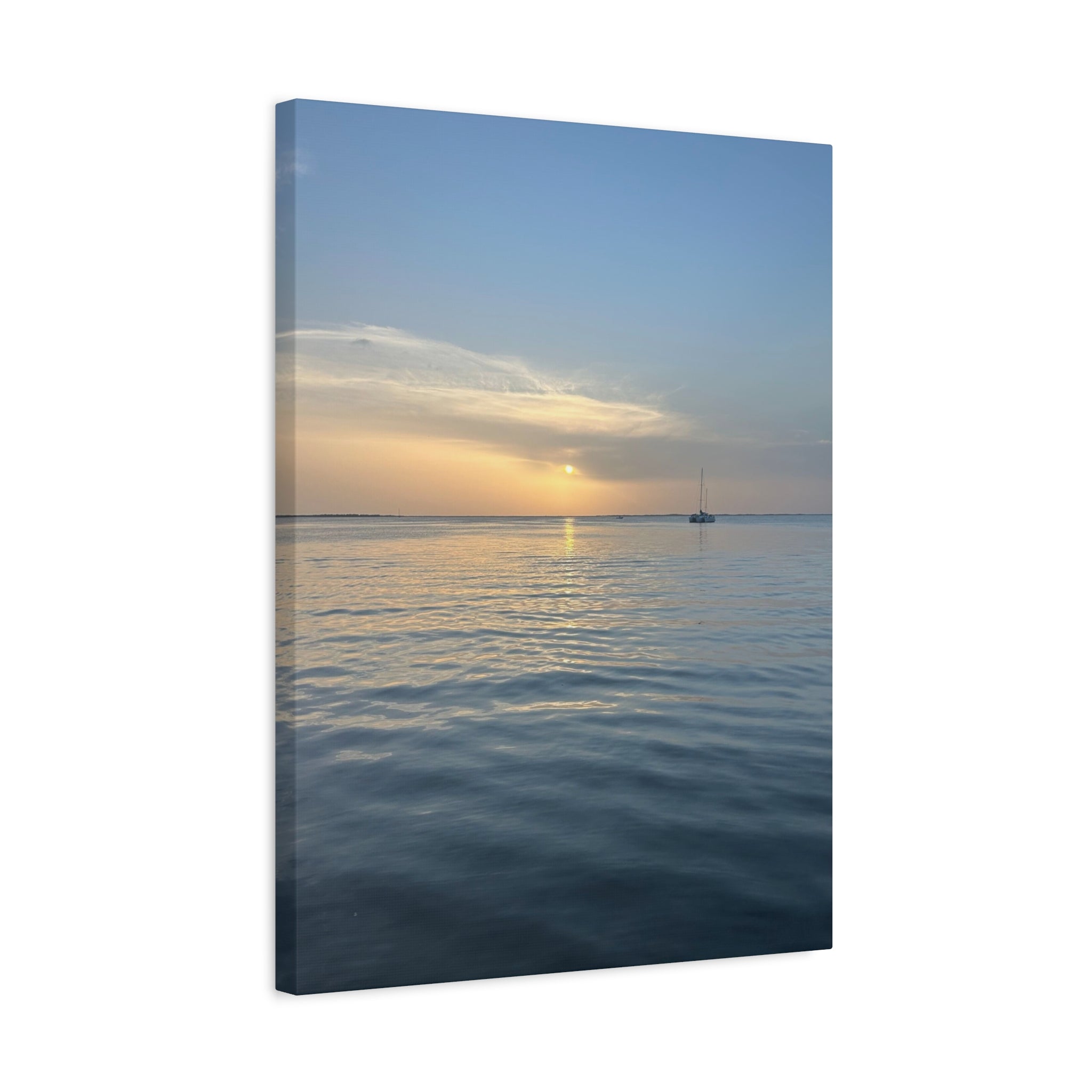 Sunset Sail Matte Canvas Print — Tranquil Ocean Wall Art, Stretched 1.25"