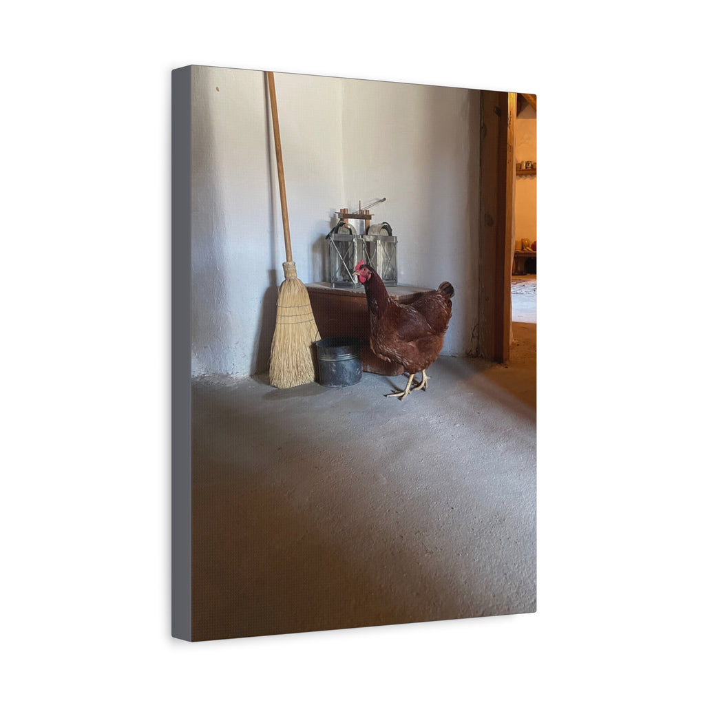 Farmhouse Chicken Canvas Print - Rustic Hen Matte Stretched Wall Art
