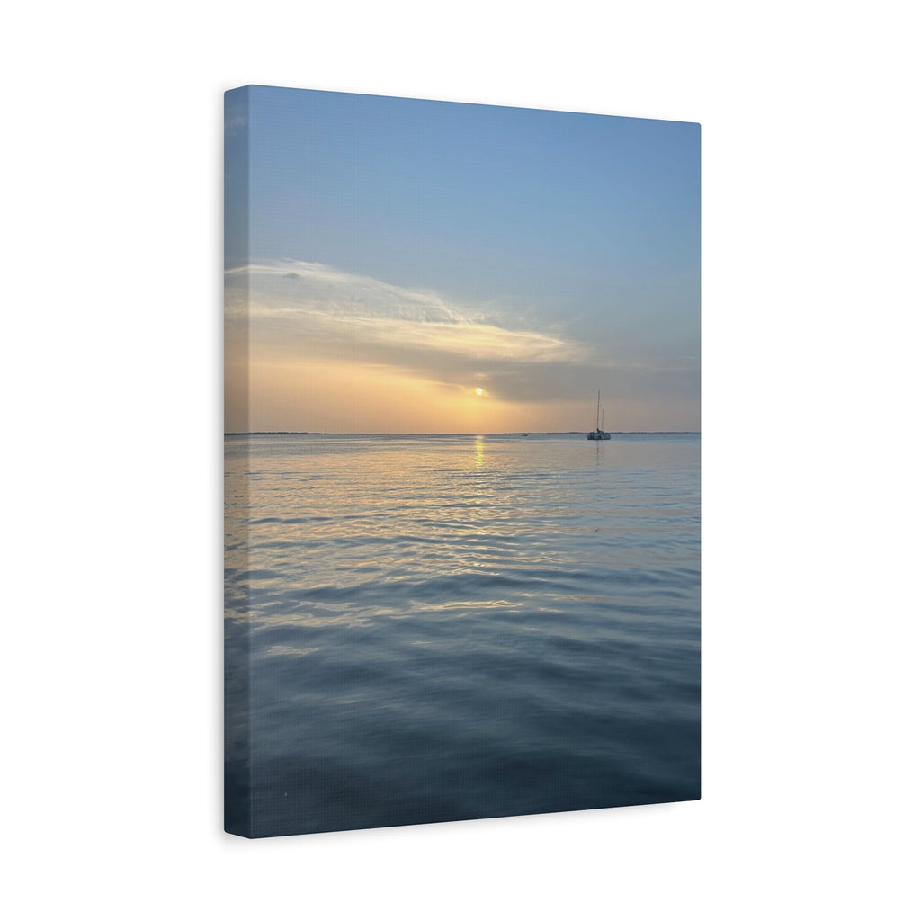 Sunset Sail Matte Canvas Print — Tranquil Ocean Wall Art, Stretched 1.25"