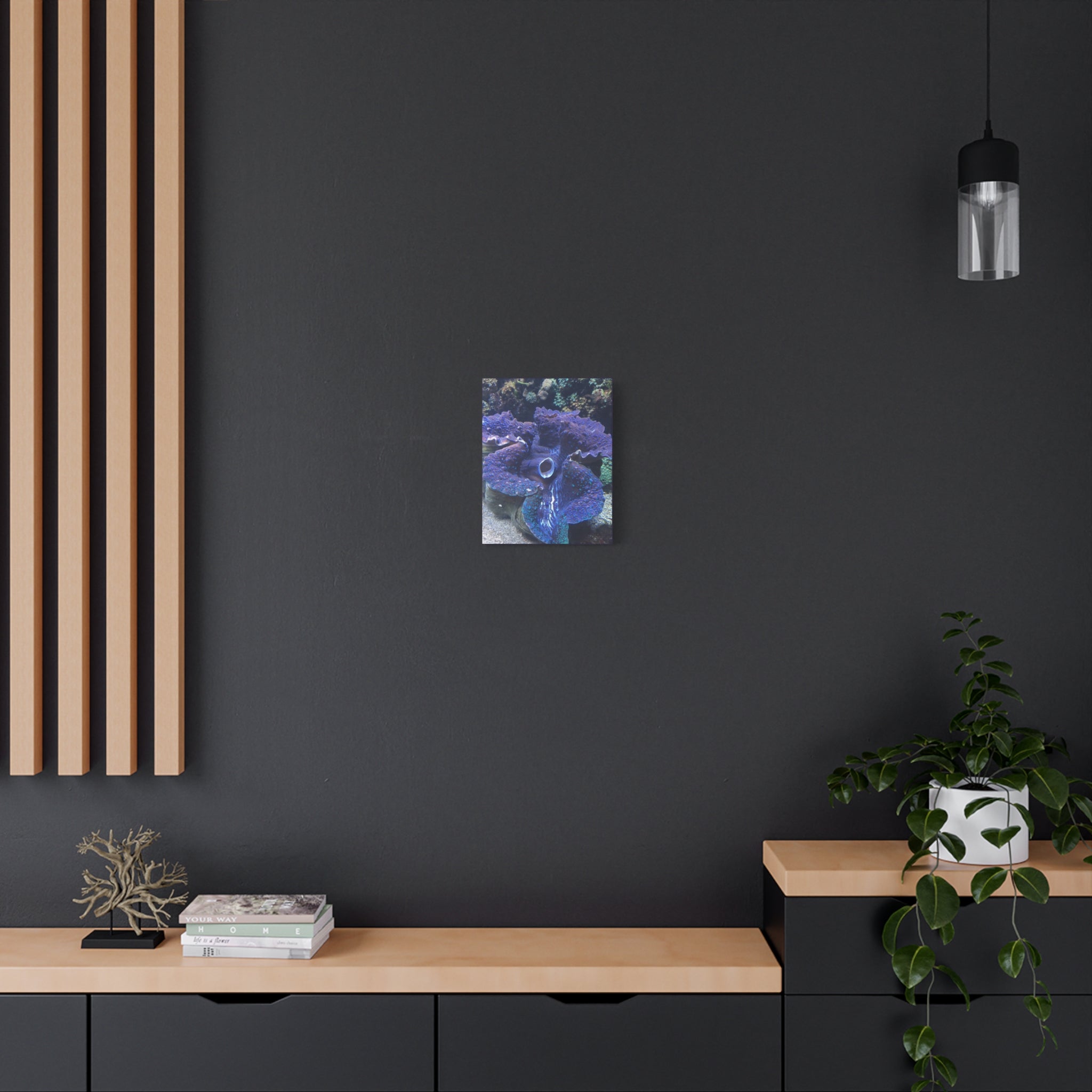 Blue Tridacna Clam Matte Canvas Print — Vibrant Ocean Coral Wall Art