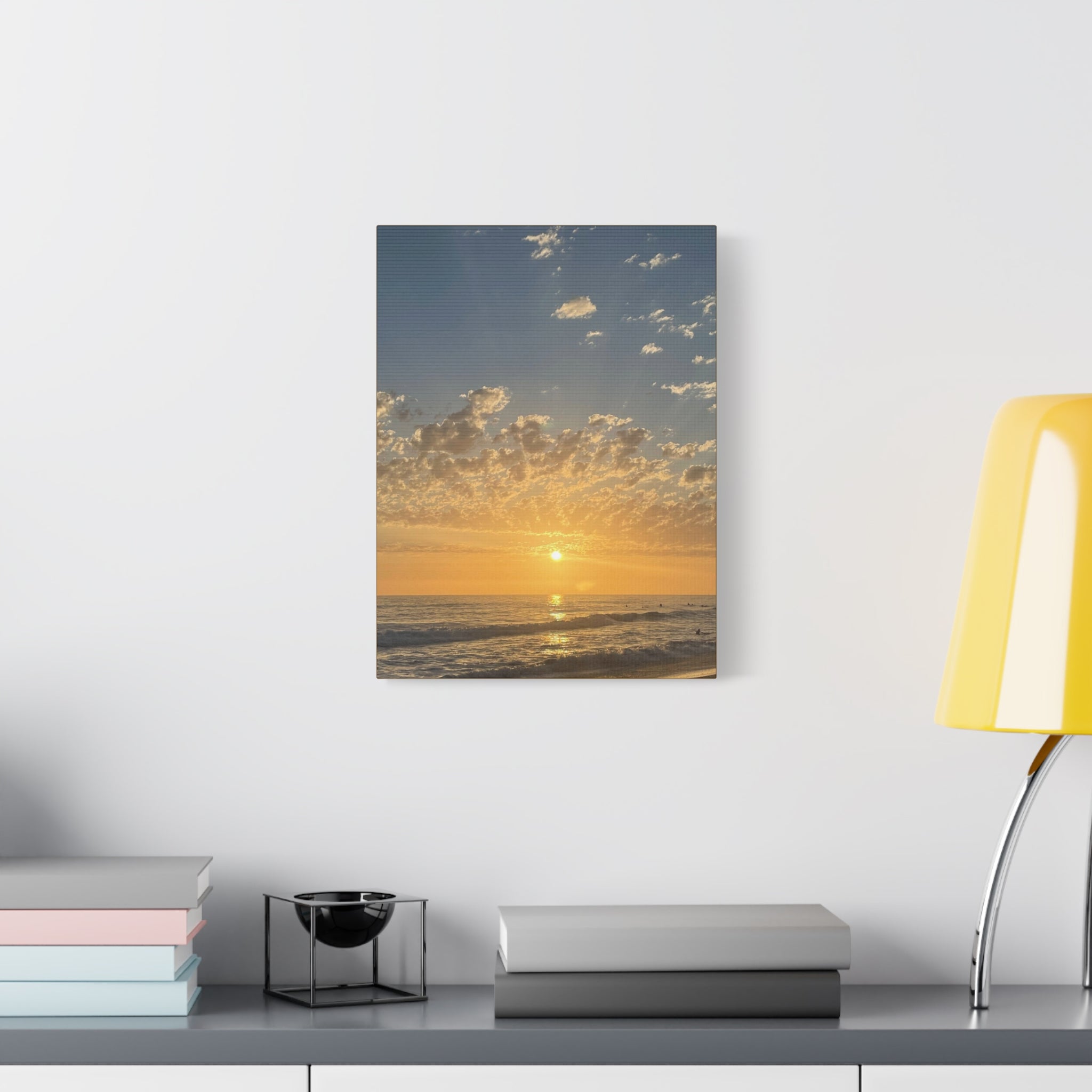 Sunset Over Ocean Matte Canvas Print — Beach Sunrise Wall Art (Stretched 1.25")