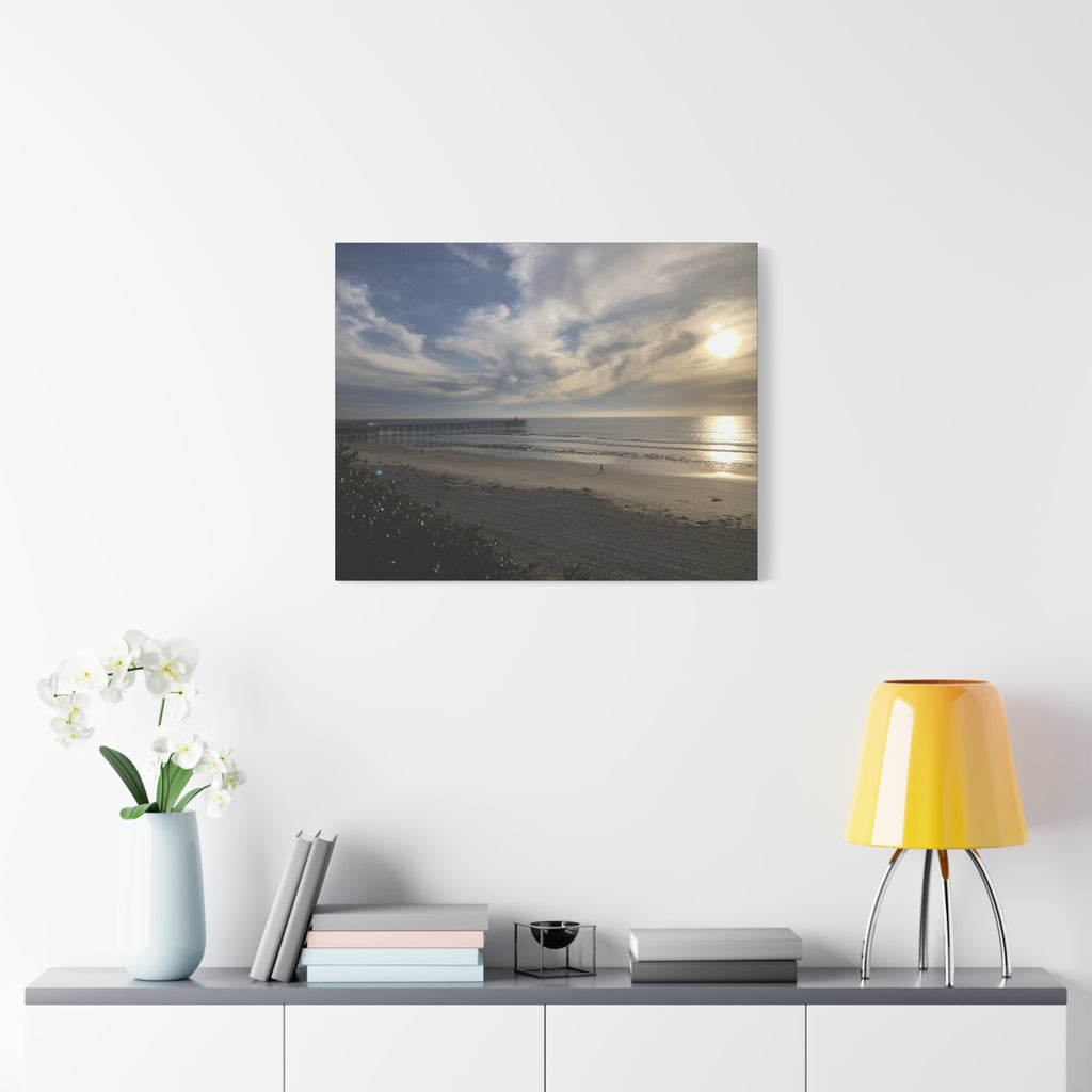 Sunset Pier Beach Canvas Print — Matte Stretched Wall Art