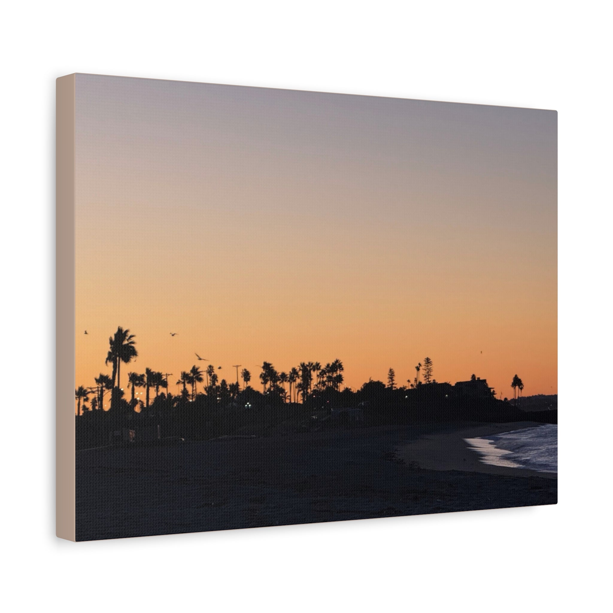 Sunset Beach Silhouette Matte Canvas Print