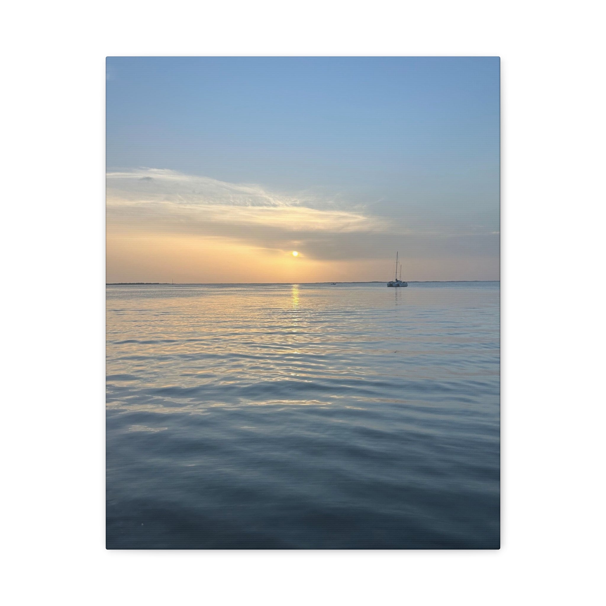 Sunset Sail Matte Canvas Print — Tranquil Ocean Wall Art, Stretched 1.25"