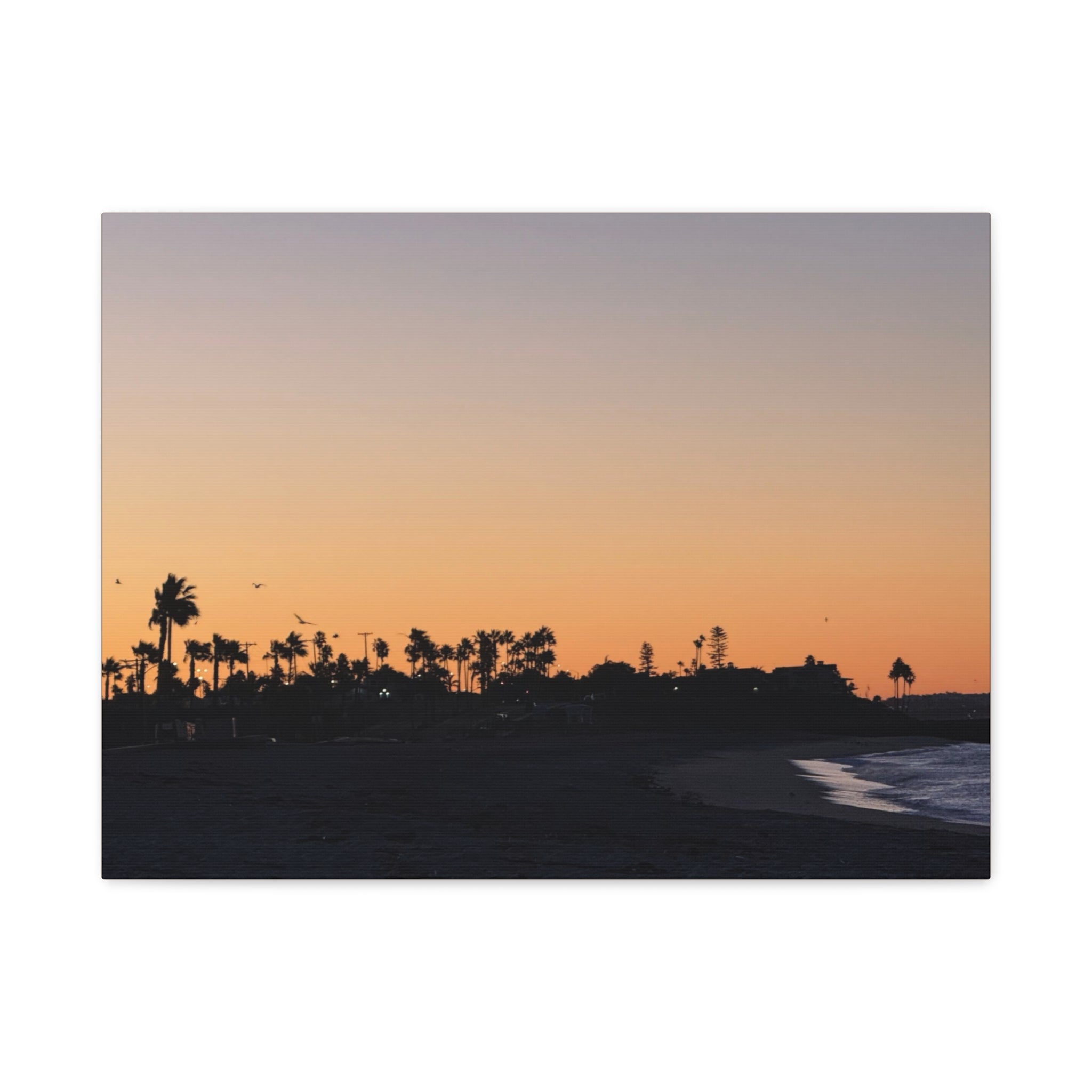 Sunset Beach Silhouette Matte Canvas Print