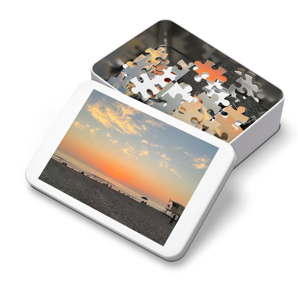 Beach Sunset Jigsaw Puzzle with Tin — Scenic Puzzle Gift