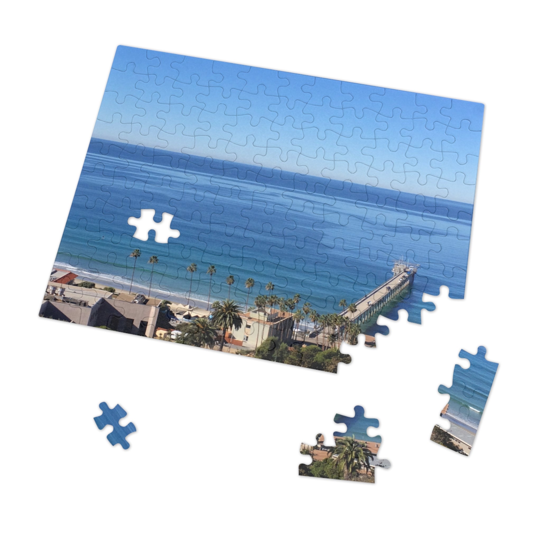 Coastal Pier Jigsaw Puzzle (with Tin) — Scenic Ocean View Puzzle Gift