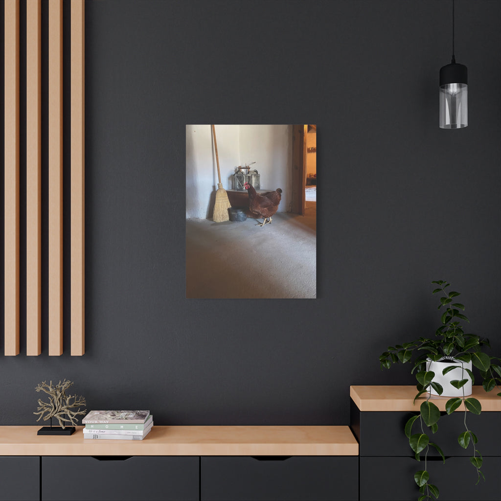 Farmhouse Chicken Canvas Print - Rustic Hen Matte Stretched Wall Art