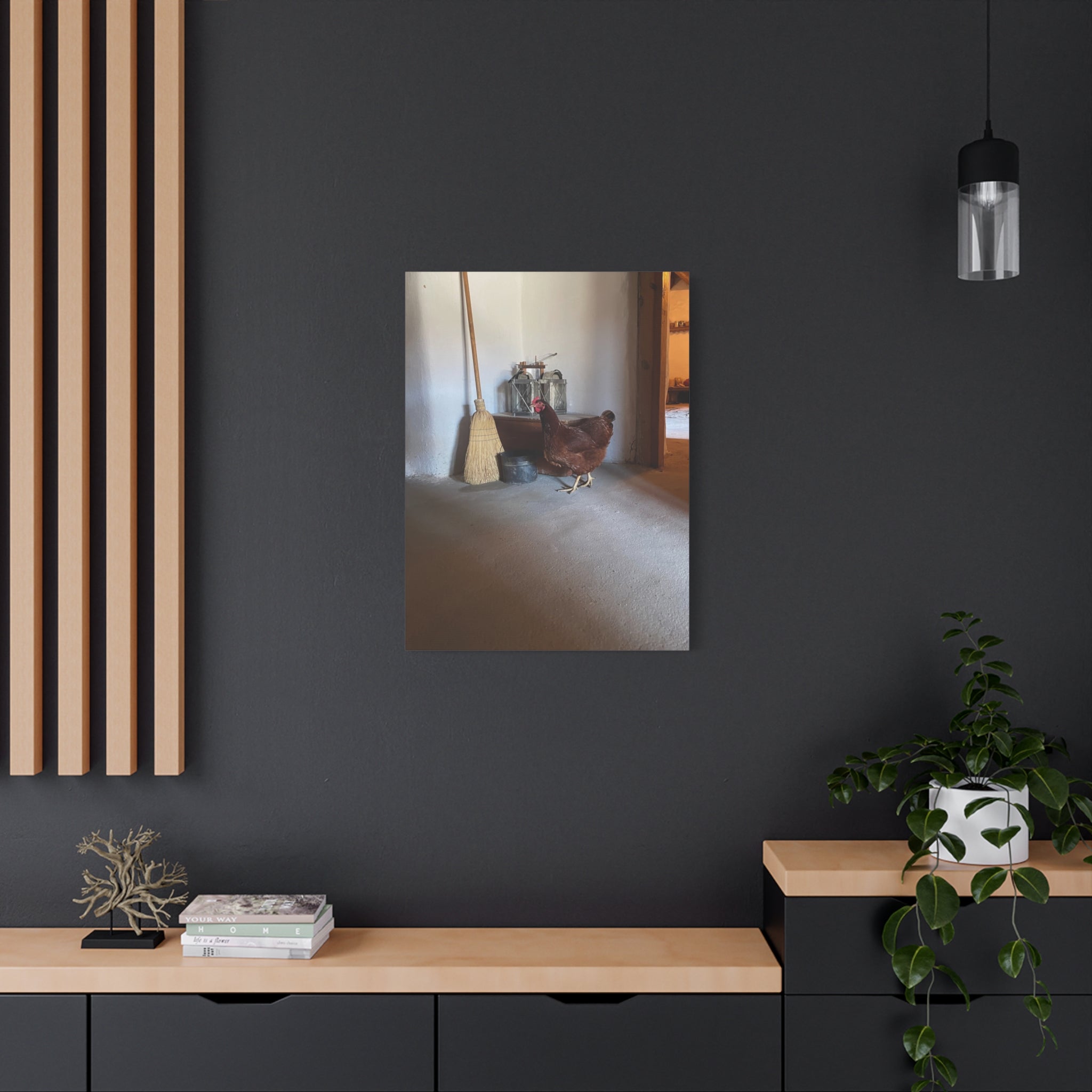 Farmhouse Chicken Canvas Print - Rustic Hen Matte Stretched Wall Art
