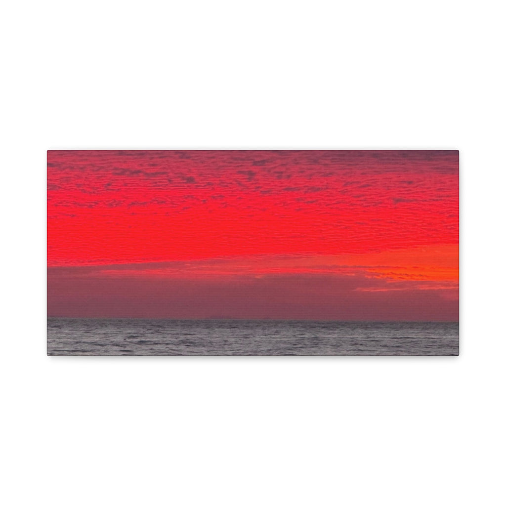 Sunset Horizon Matte Canvas Wall Art — Red Seascape Panorama, Stretched 1.25"