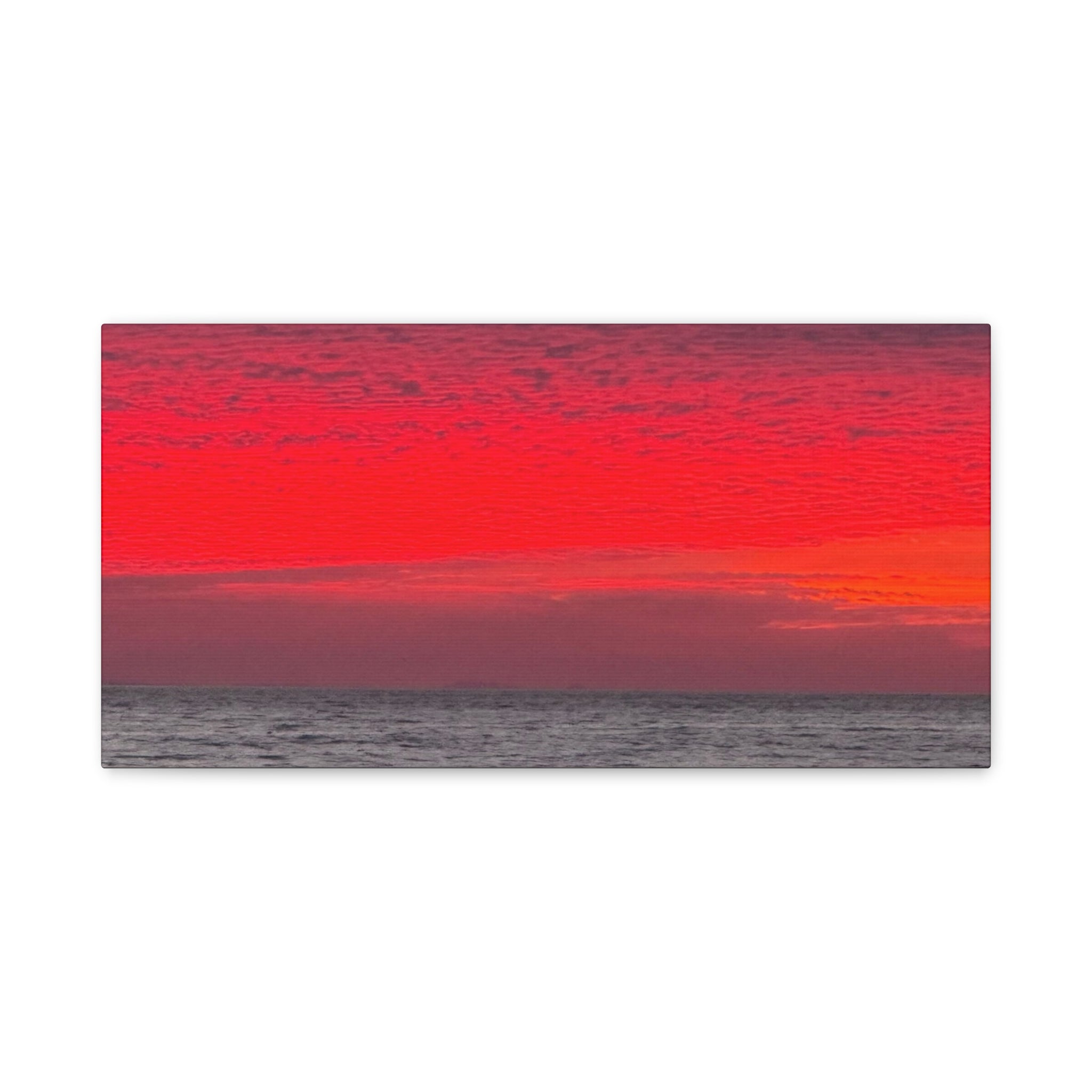 Sunset Horizon Matte Canvas Wall Art — Red Seascape Panorama, Stretched 1.25"