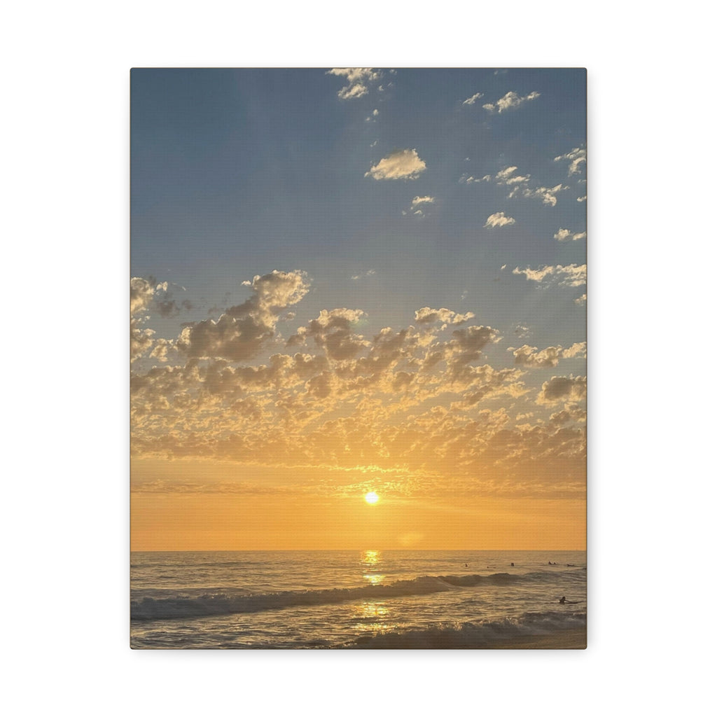 Sunset Over Ocean Matte Canvas Print — Beach Sunrise Wall Art (Stretched 1.25")