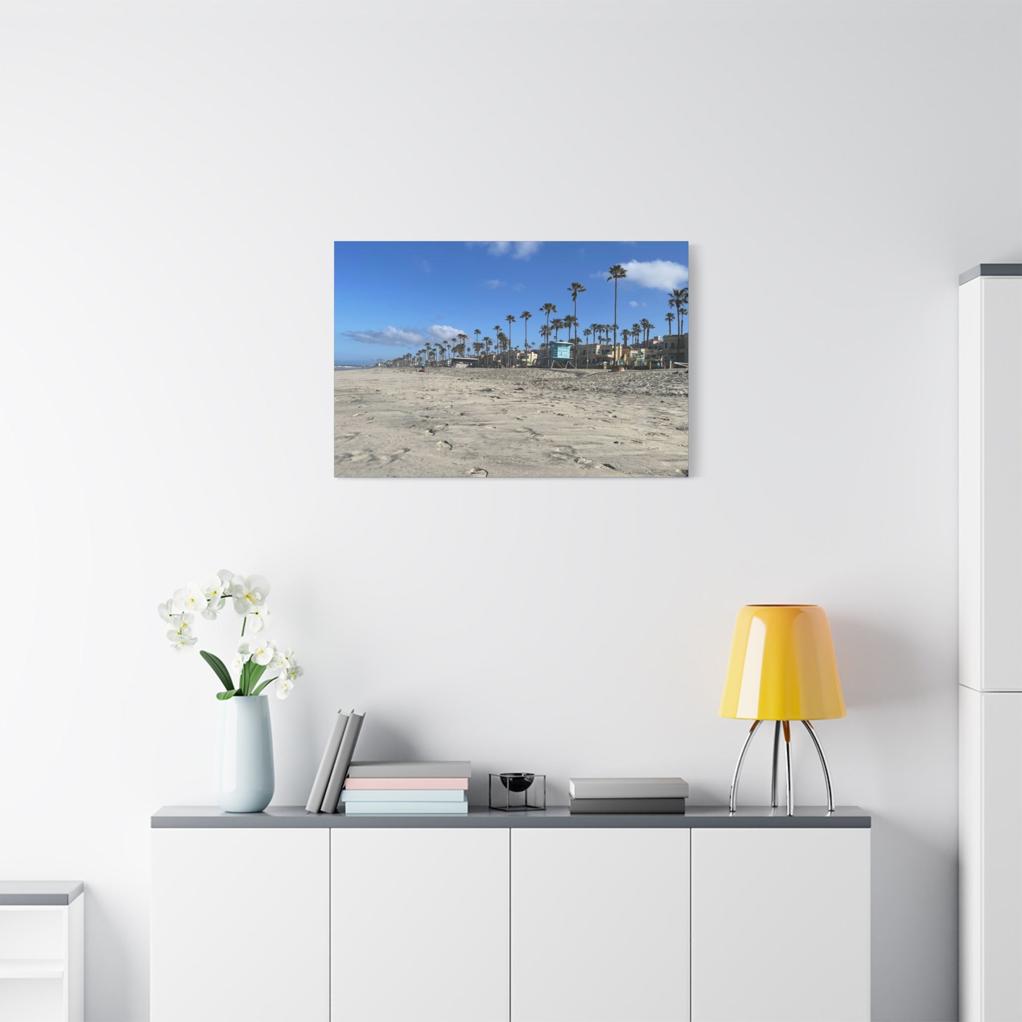 Coastal Palm Beach Canvas Print — Stretched Matte Wall Art