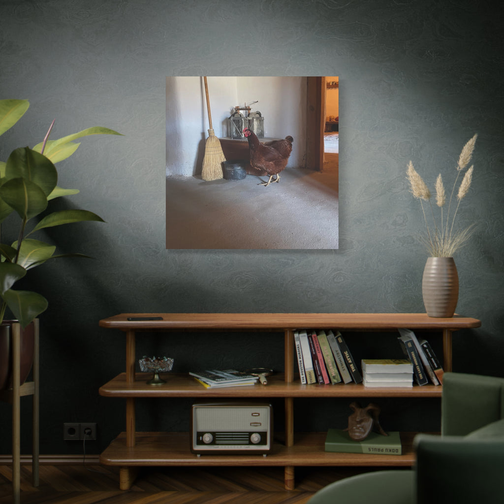 Farmhouse Chicken Canvas Print - Rustic Hen Matte Stretched Wall Art