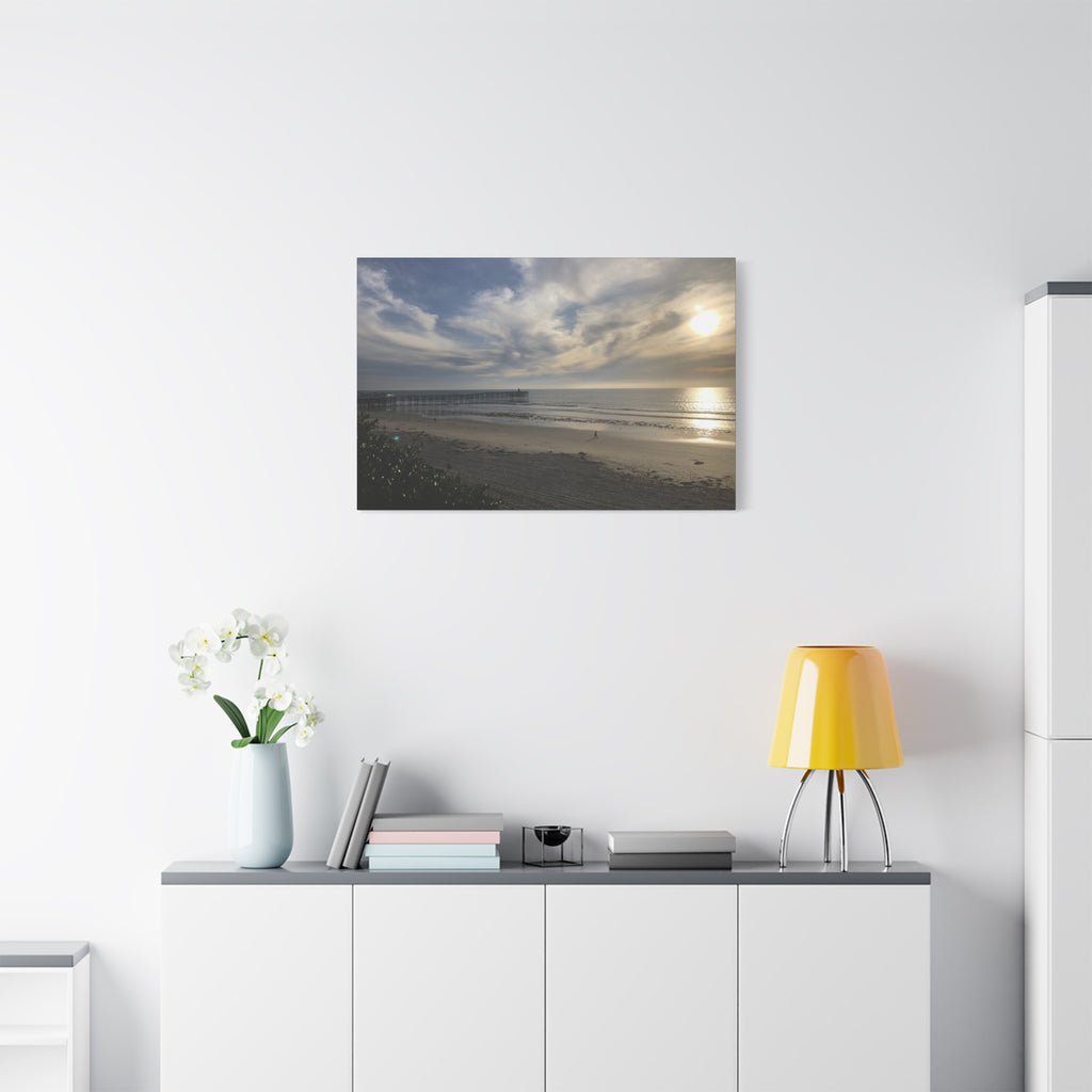 Sunset Pier Beach Canvas Print — Matte Stretched Wall Art