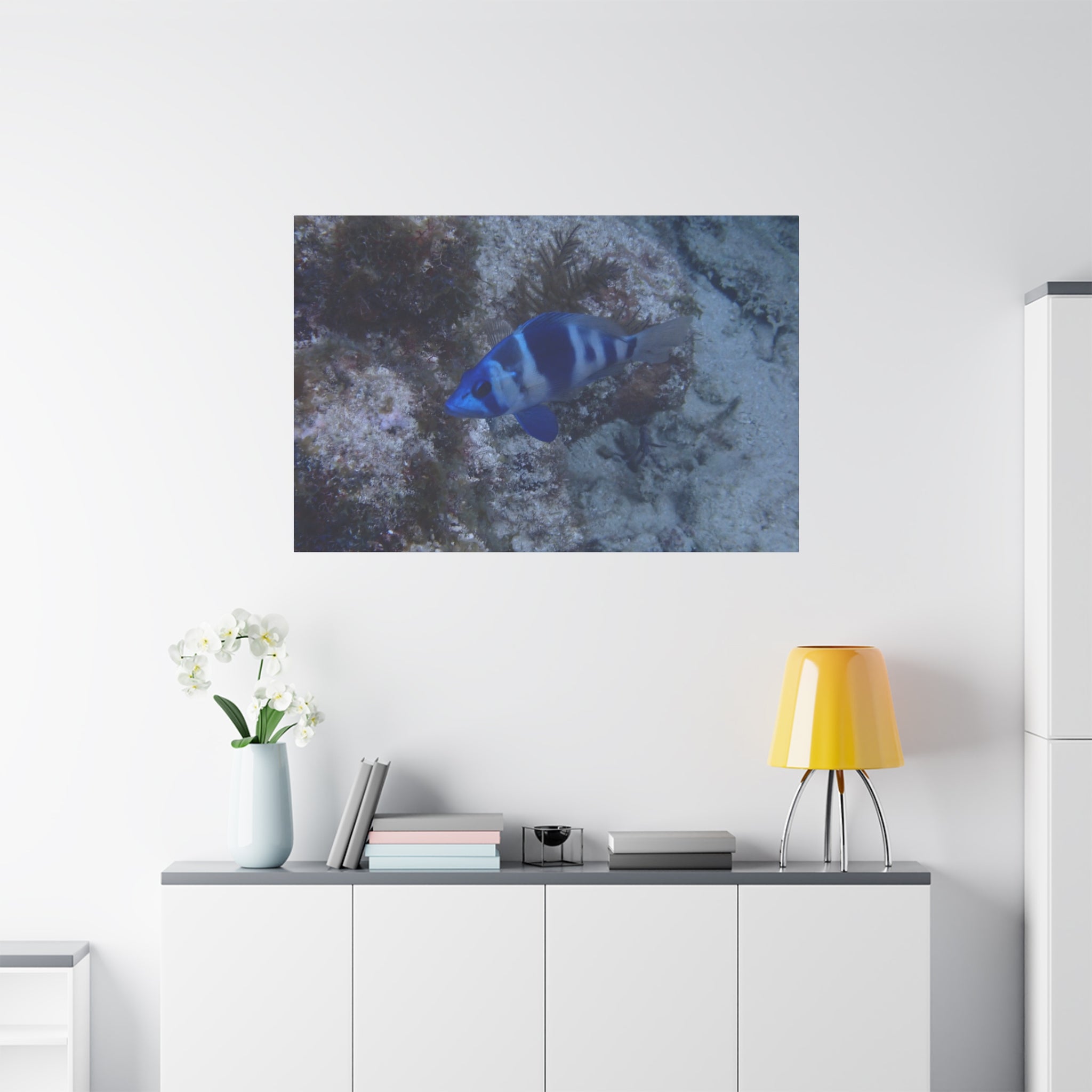 Indigo Hamlet Canvas Print — Underwater Matte Stretched Wall Art
