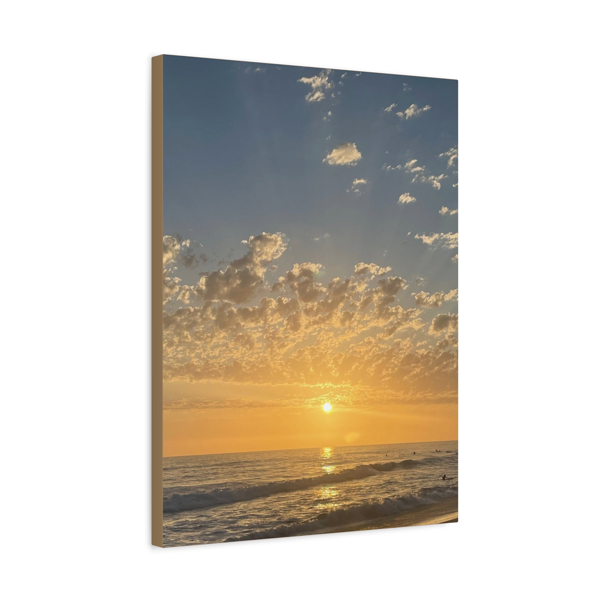 Sunset Over Ocean Matte Canvas Print — Beach Sunrise Wall Art (Stretched 1.25")