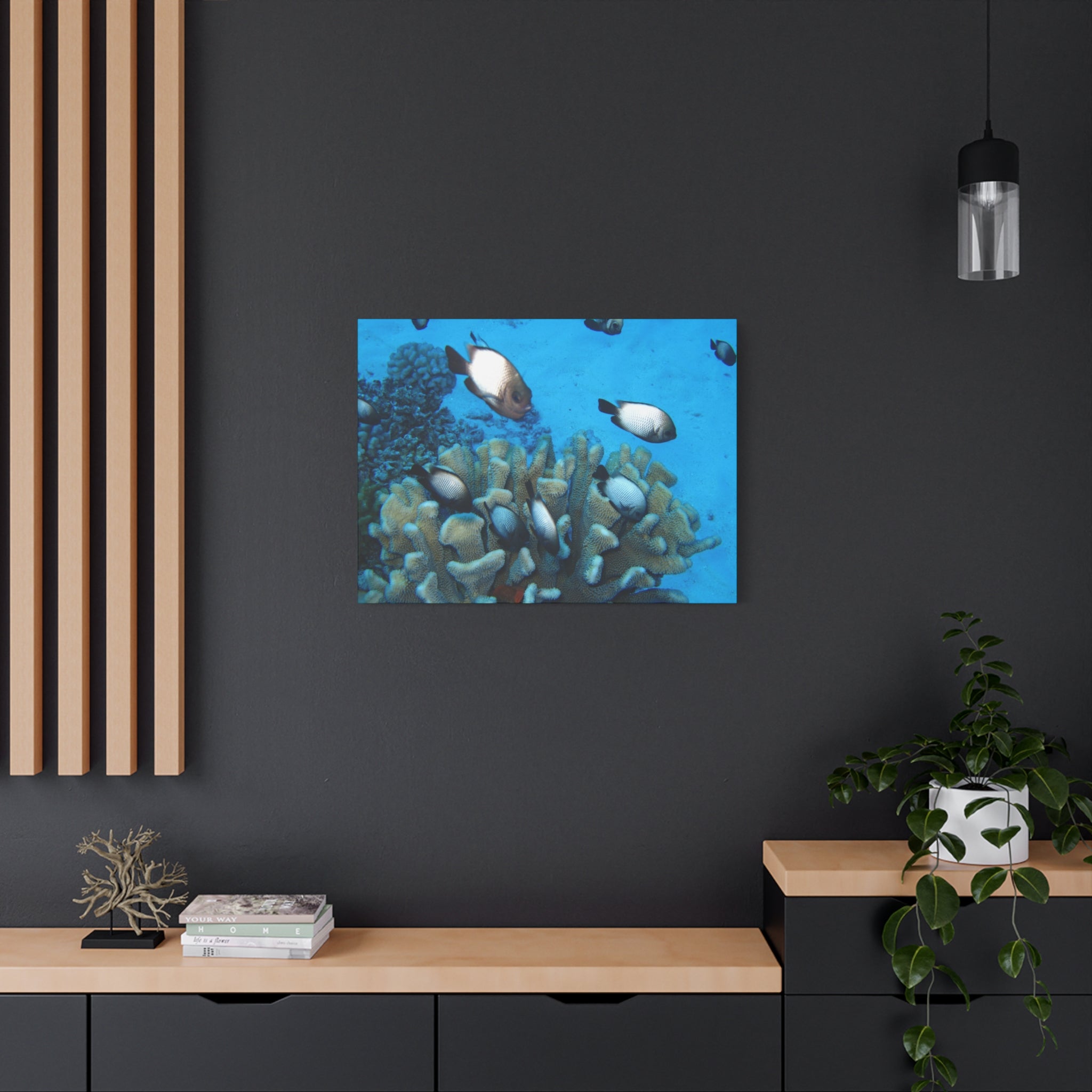 Underwater Coral Reef Canvas Wall Art — Tropical Fish Matte Stretched Canvas