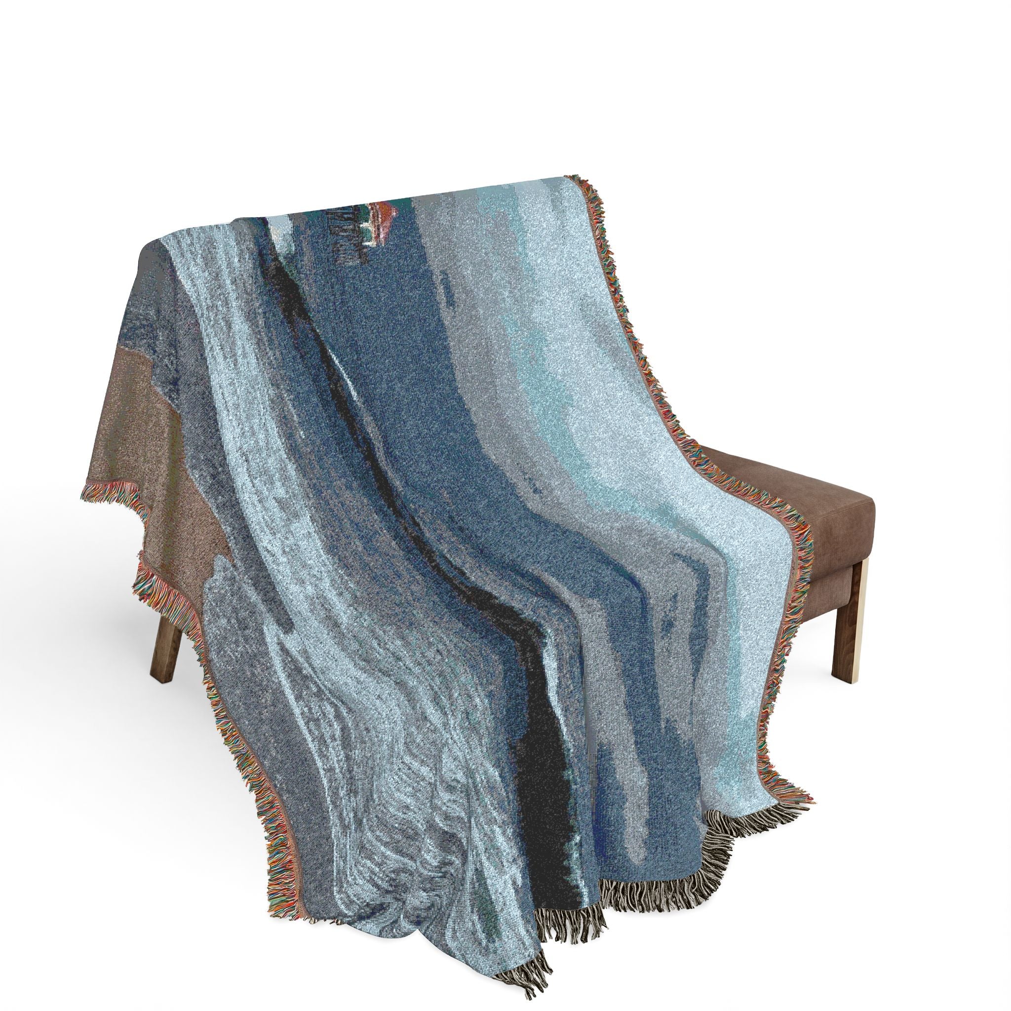 Coastal Pier Woven Blanket — Scenic Beach Throw for Home & Travel