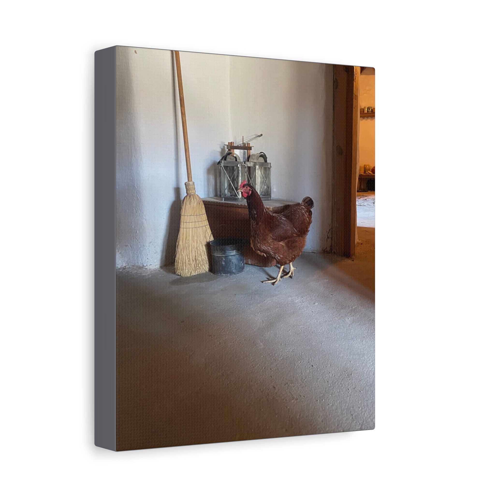Farmhouse Chicken Canvas Print - Rustic Hen Matte Stretched Wall Art