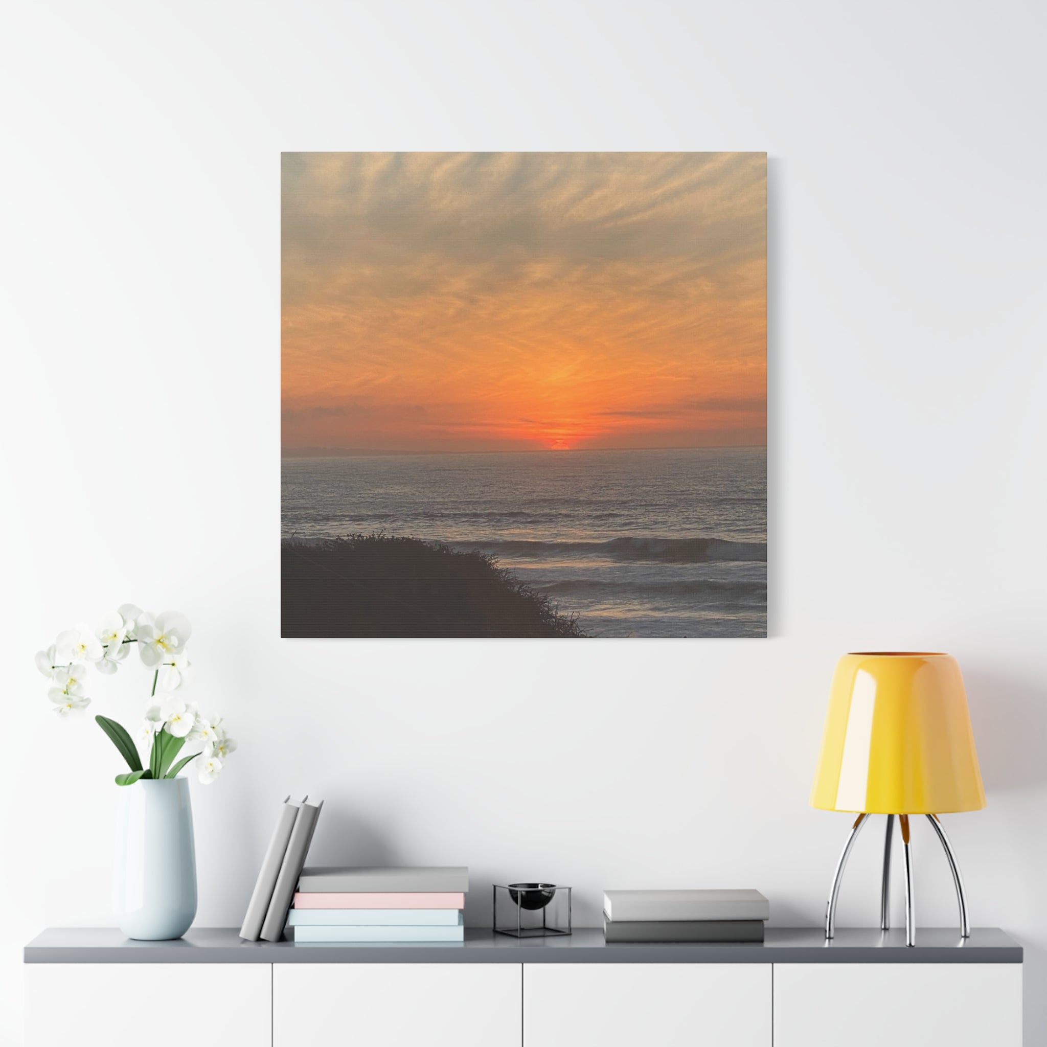 Sunset Ocean Canvas Wall Art — Matte Stretched 1.25"