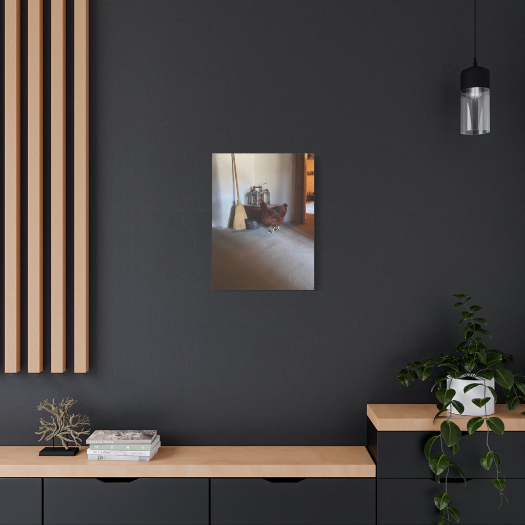 Farmhouse Chicken Canvas Print - Rustic Hen Matte Stretched Wall Art