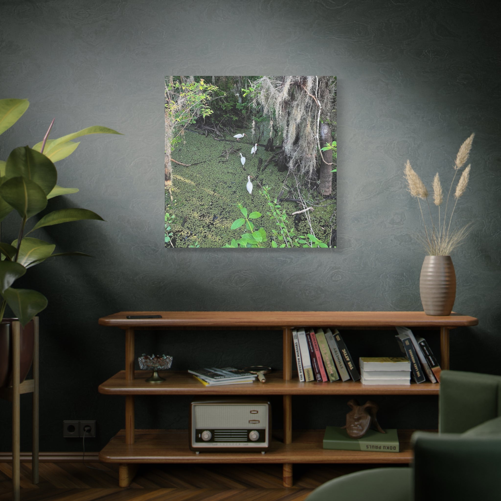 Swamp Egrets Canvas Print — Matte Stretched Nature Wall Art