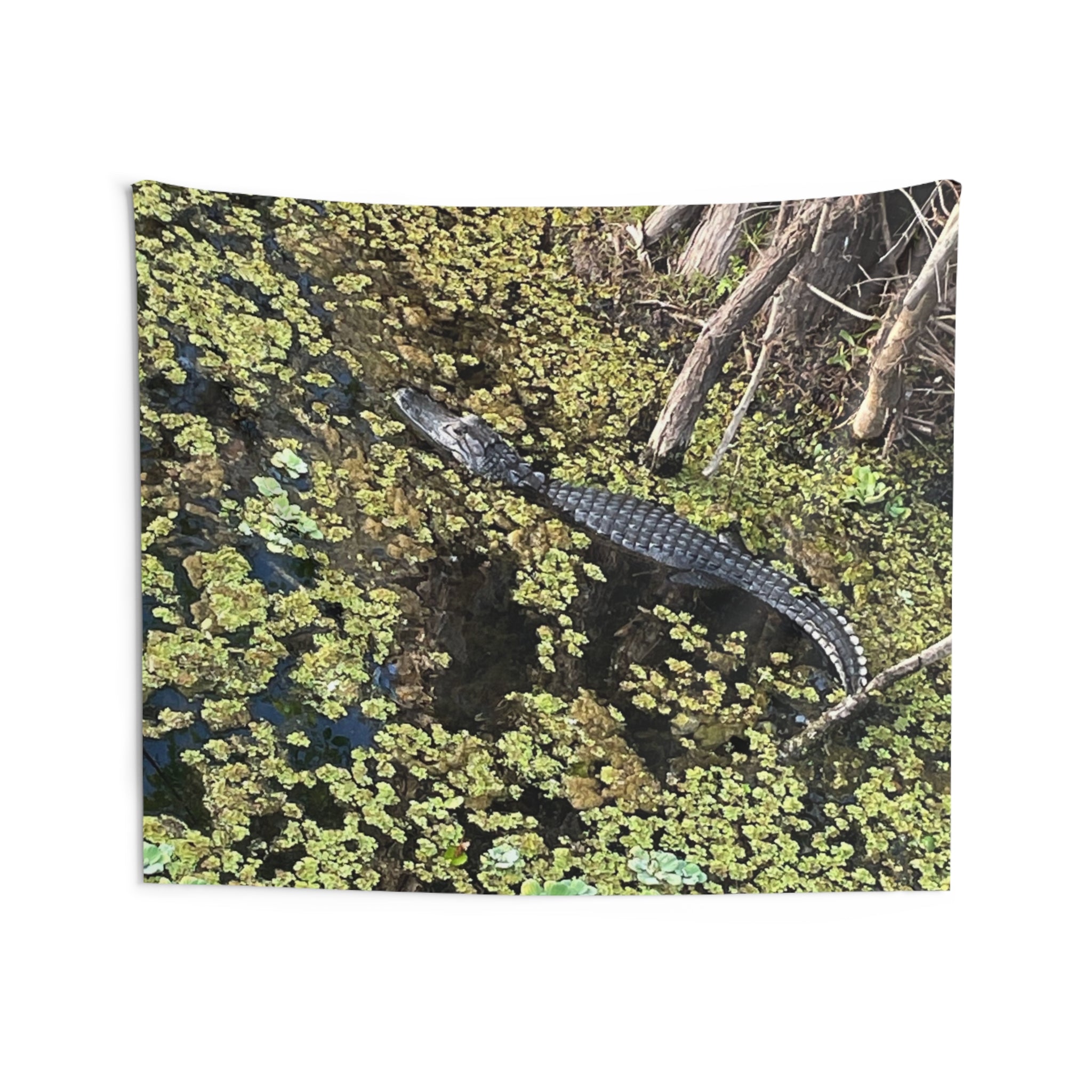 Alligator Marsh Wall Tapestry — Realistic Swamp Wildlife Decor