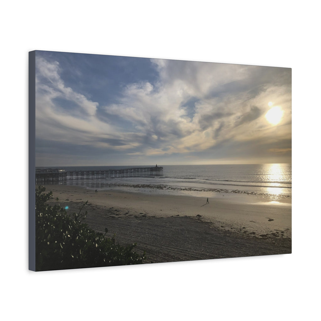 Sunset Pier Beach Canvas Print — Matte Stretched Wall Art