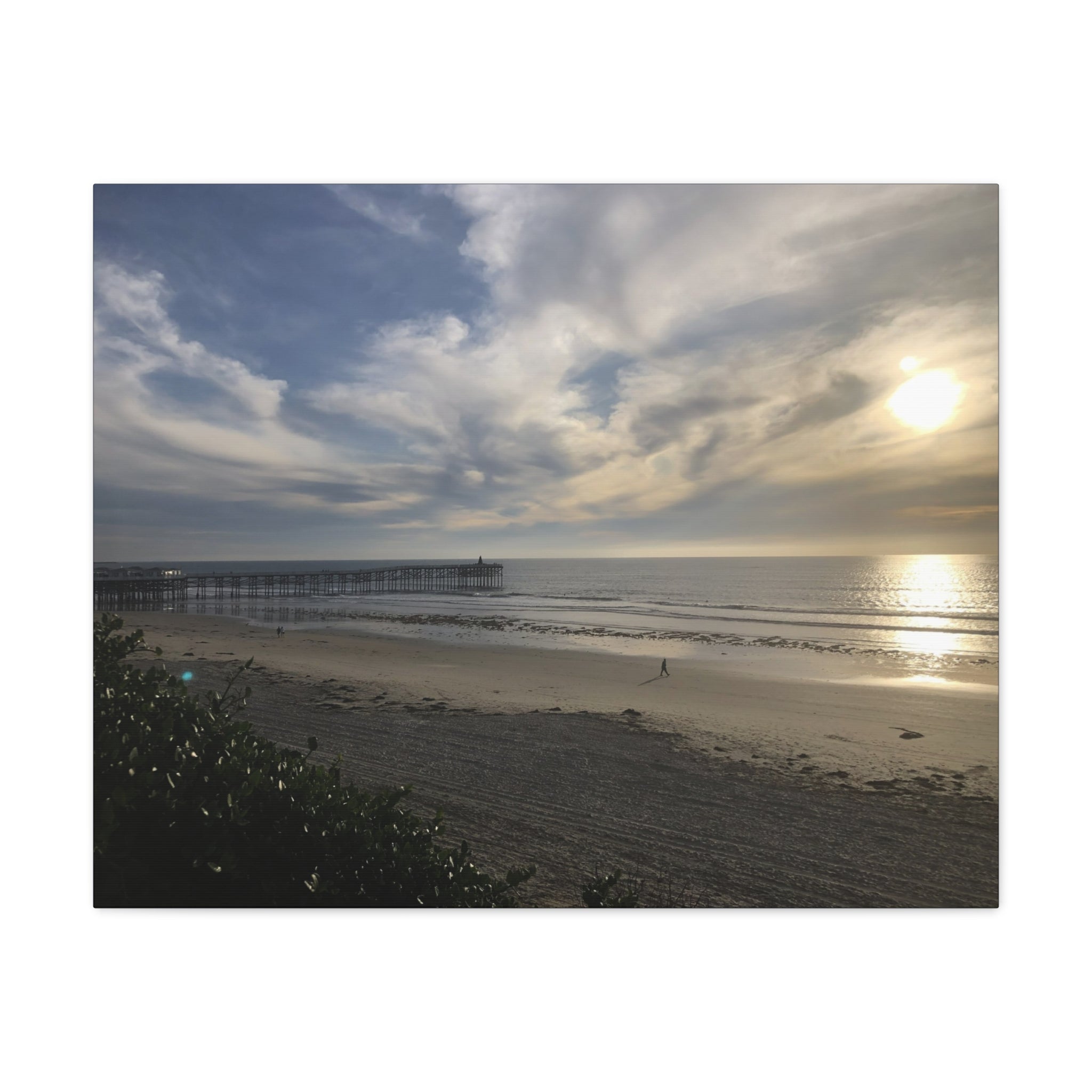 Sunset Pier Beach Canvas Print — Matte Stretched Wall Art
