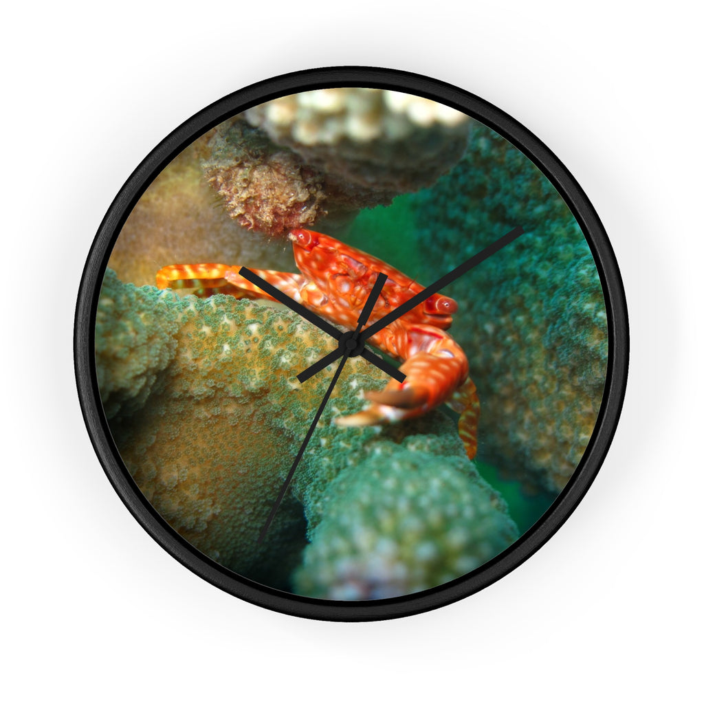 Coral Reef Crab Wall Clock — Vibrant Underwater Ocean Decor