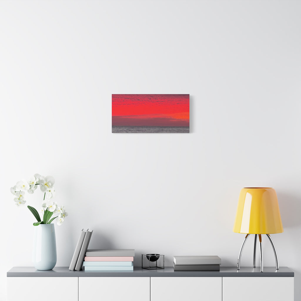 Sunset Horizon Matte Canvas Wall Art — Red Seascape Panorama, Stretched 1.25"