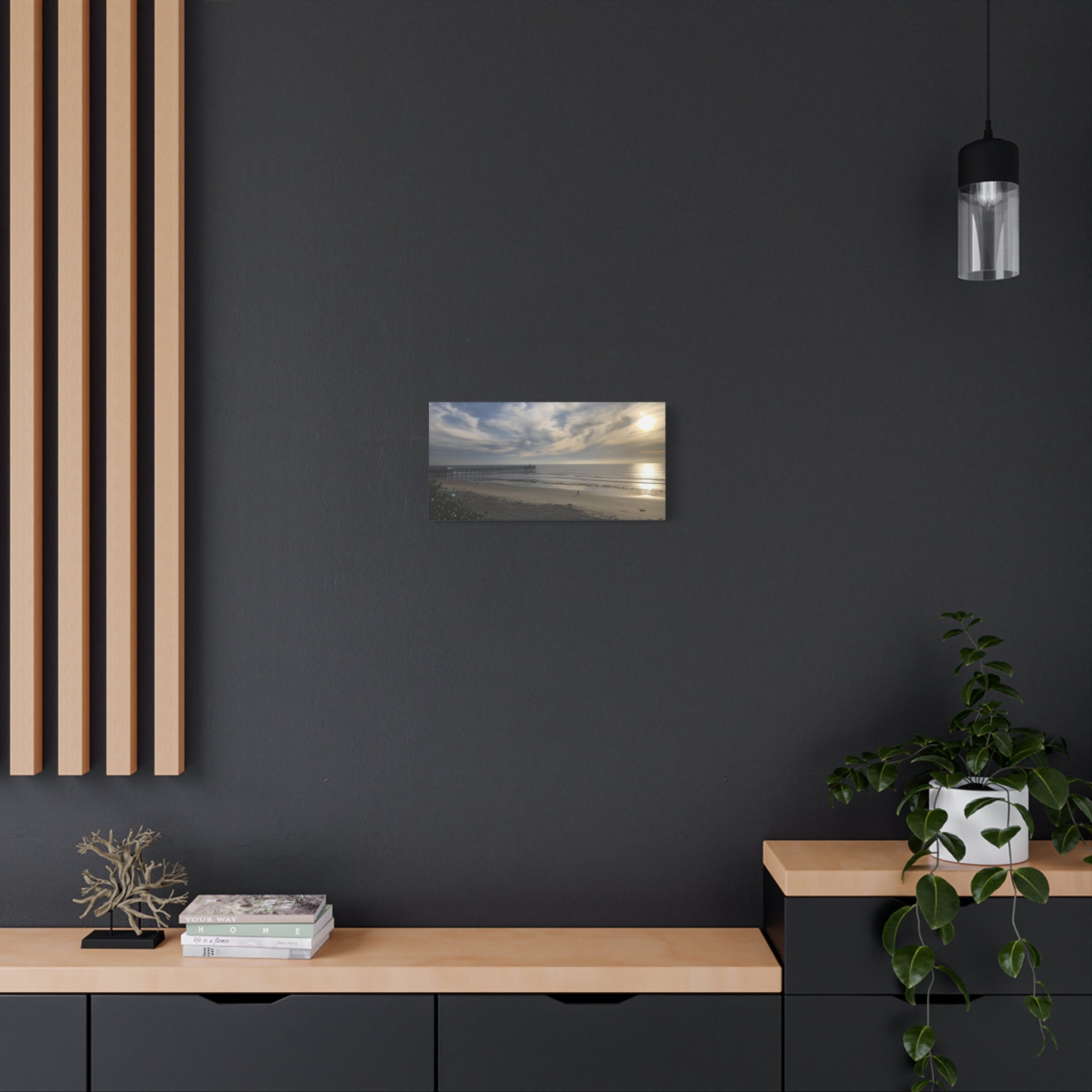Sunset Pier Beach Canvas Print — Matte Stretched Wall Art
