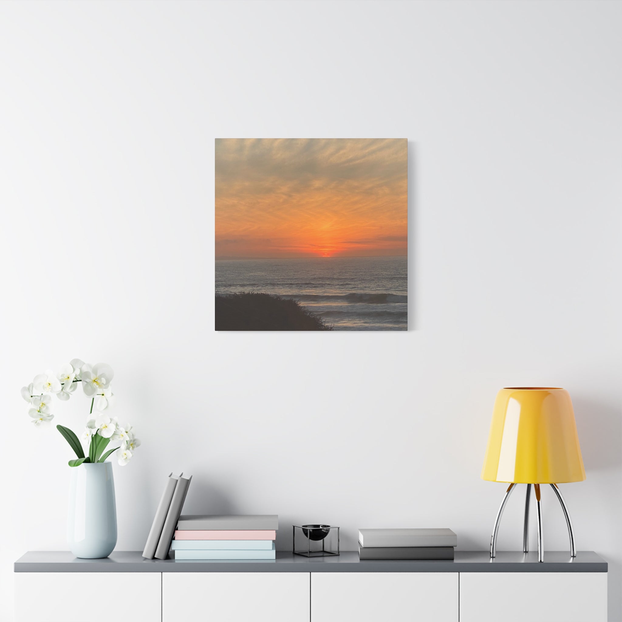 Sunset Ocean Canvas Wall Art — Matte Stretched 1.25"