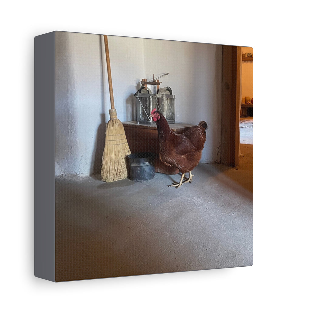 Farmhouse Chicken Canvas Print - Rustic Hen Matte Stretched Wall Art