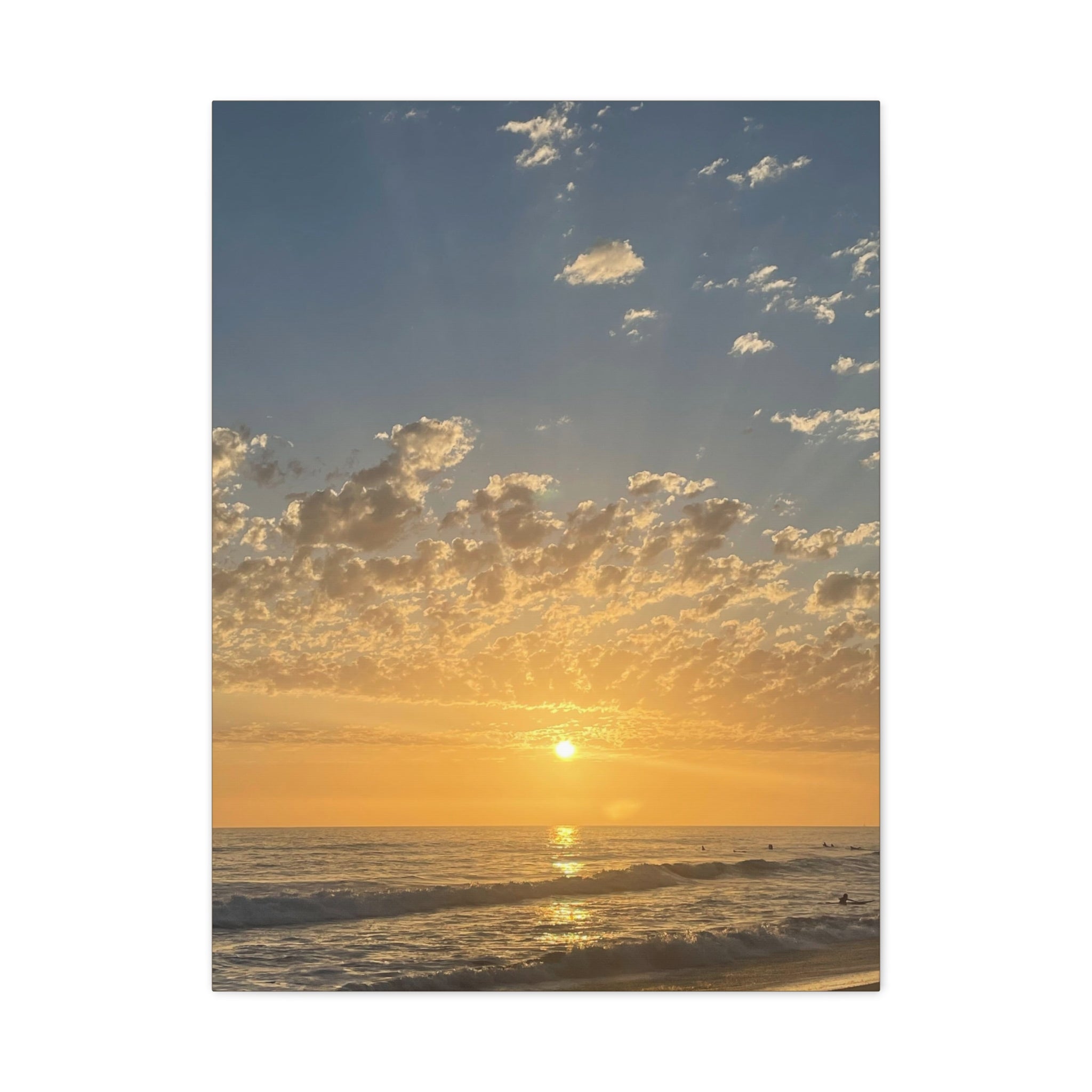 Sunset Over Ocean Matte Canvas Print — Beach Sunrise Wall Art (Stretched 1.25")