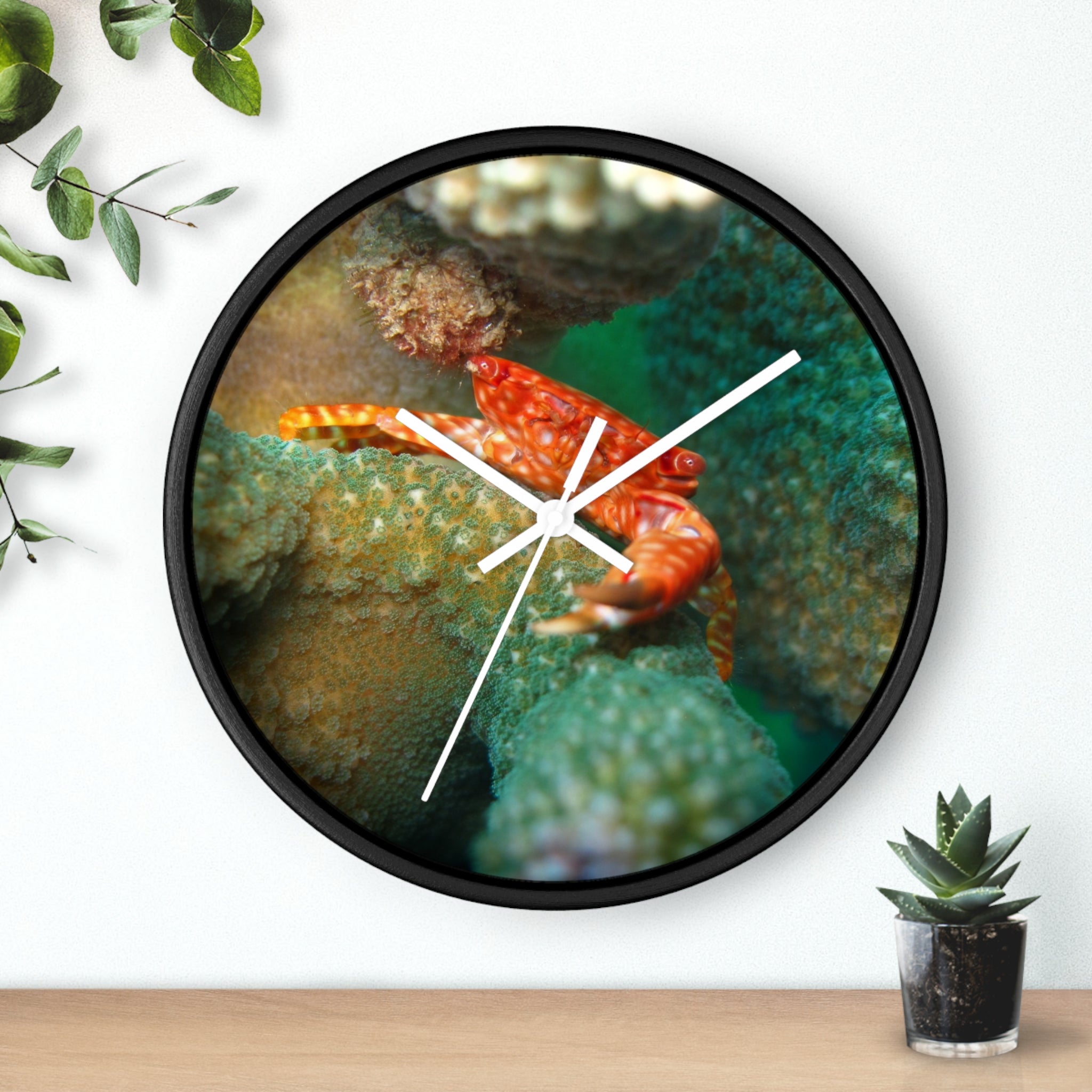 Coral Reef Crab Wall Clock — Vibrant Underwater Ocean Decor