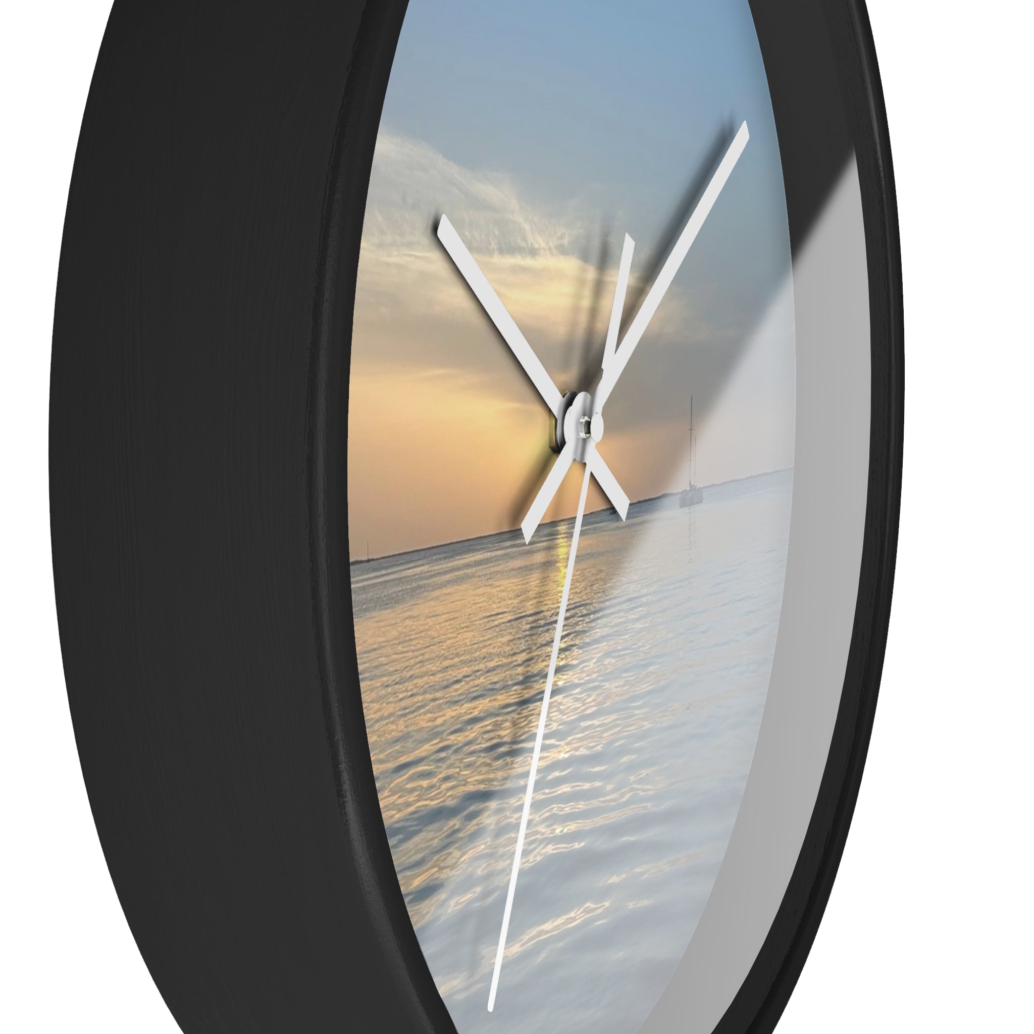 Sunset Sail Wall Clock — Coastal Sunset Seascape Home Decor
