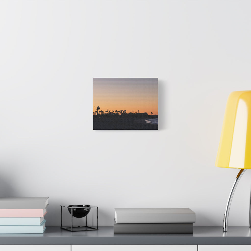 Sunset Beach Silhouette Matte Canvas Print