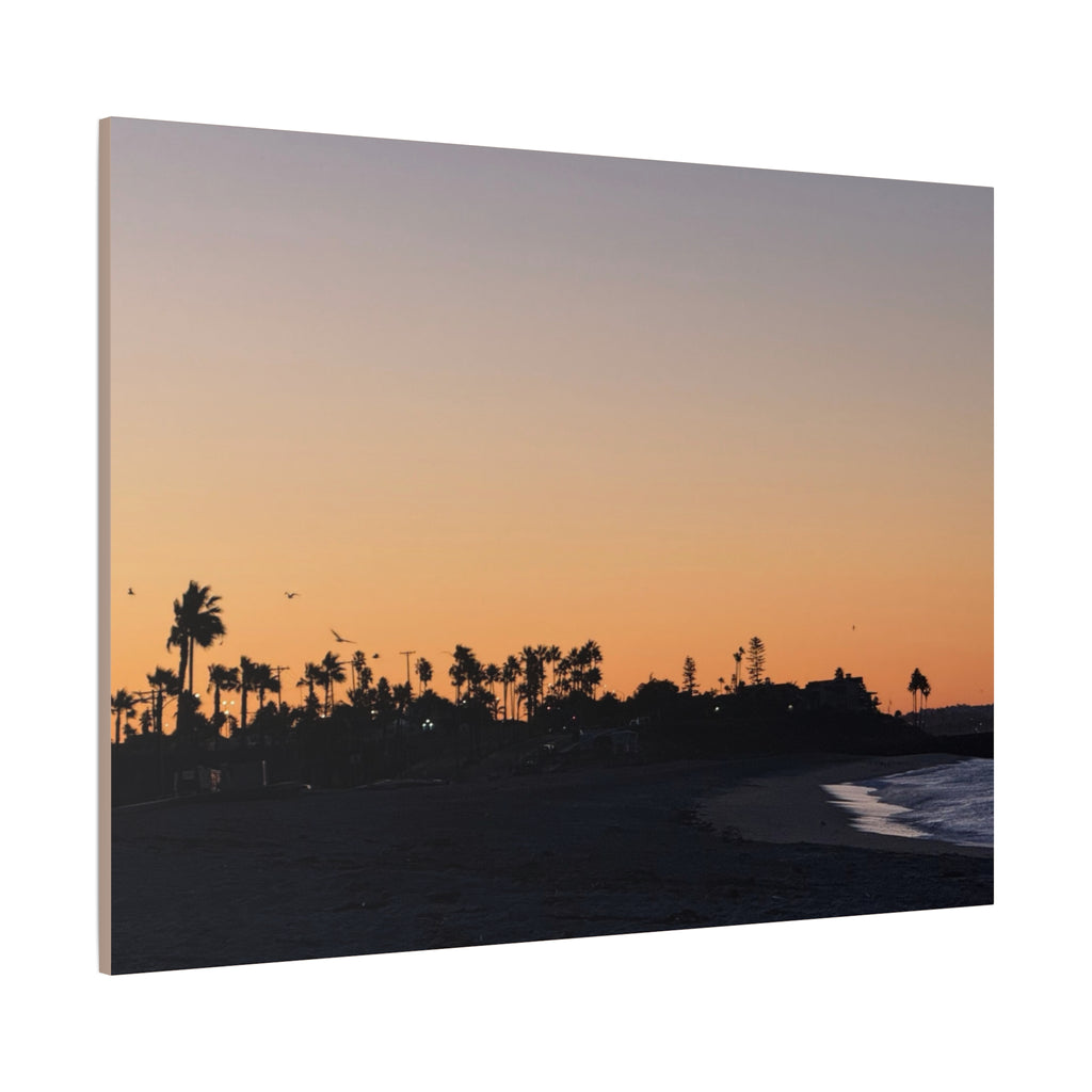 Sunset Beach Silhouette Matte Canvas Print
