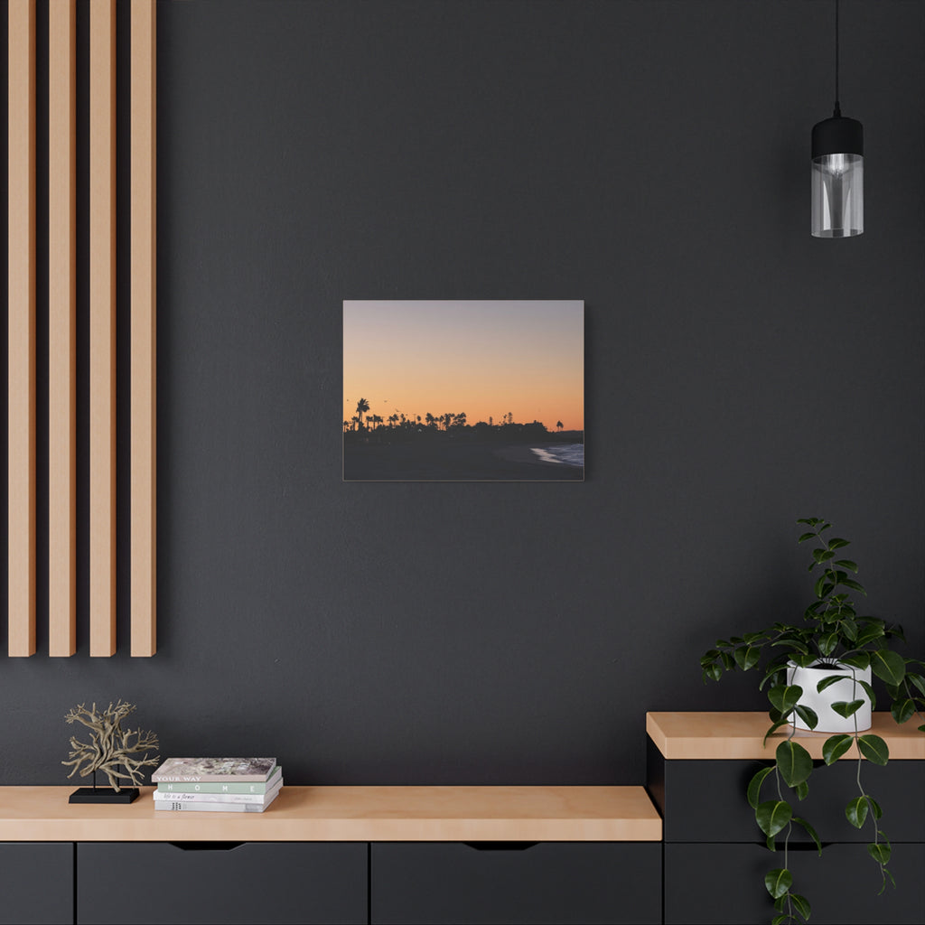 Sunset Beach Silhouette Matte Canvas Print