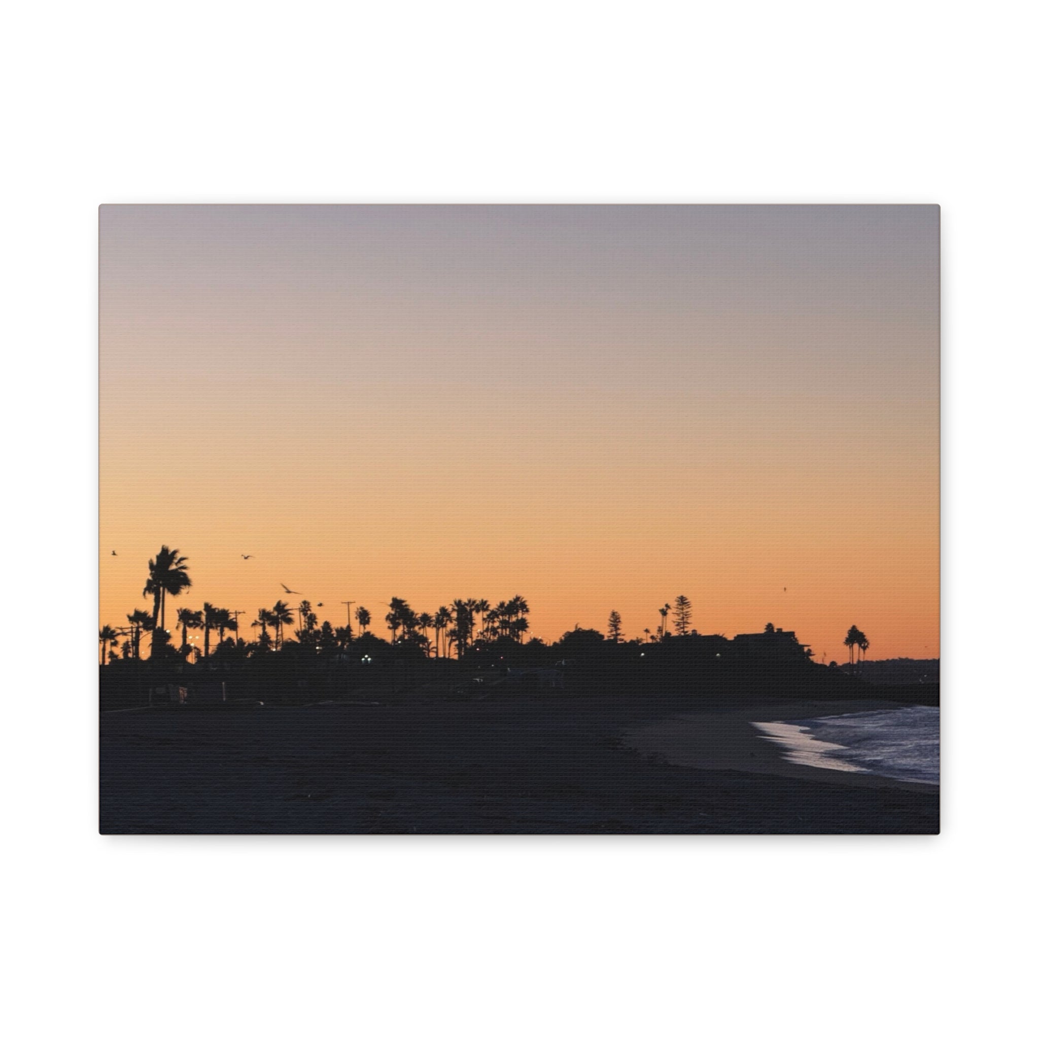 Sunset Beach Silhouette Matte Canvas Print