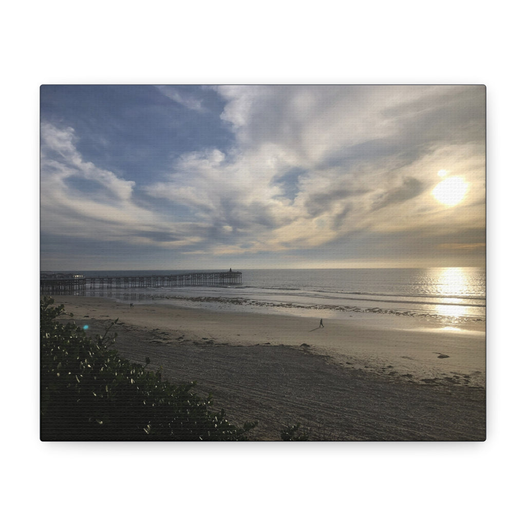 Sunset Pier Beach Canvas Print — Matte Stretched Wall Art