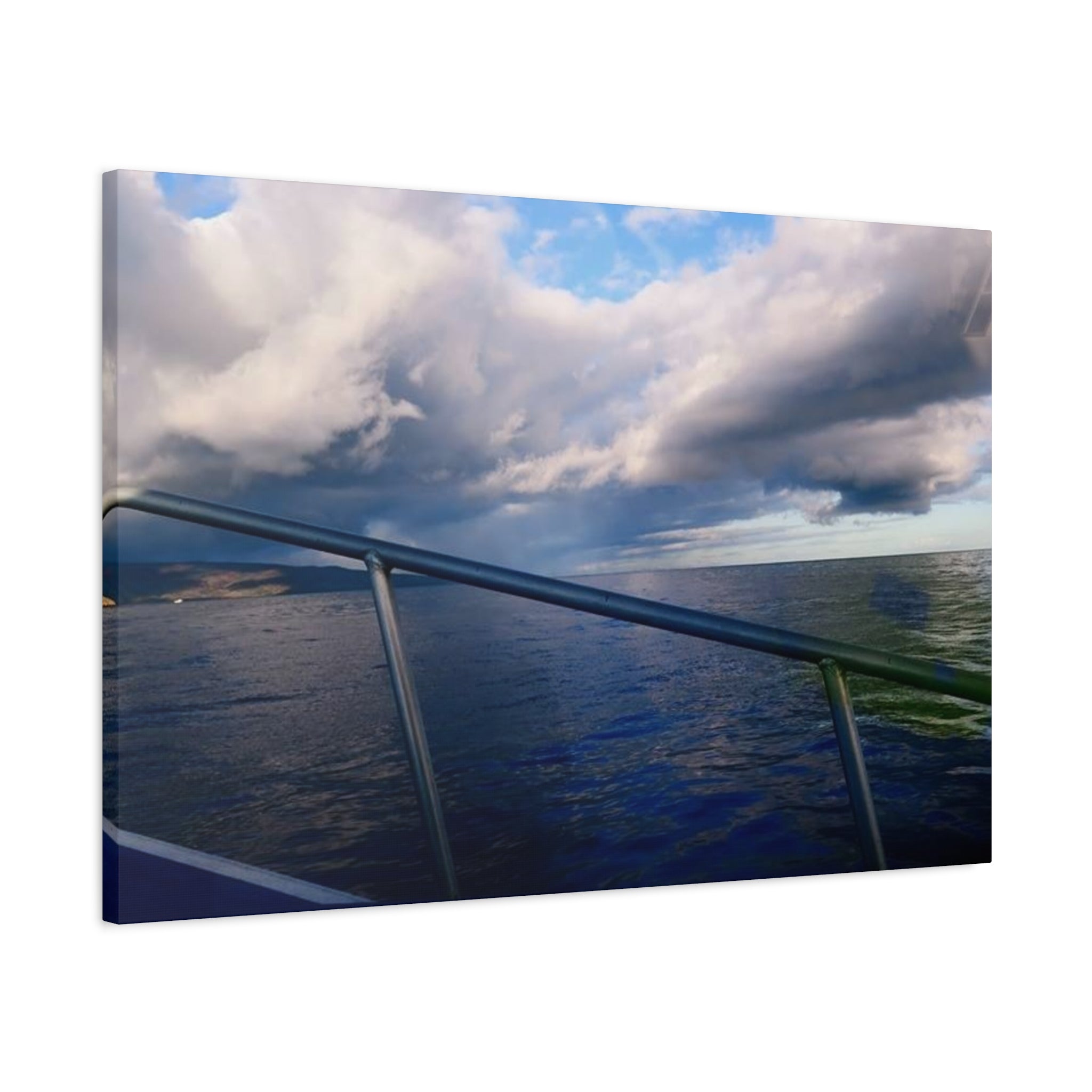 Ocean Horizon Boat Ride Matte Canvas Print – Stretched Seascape Wall Art