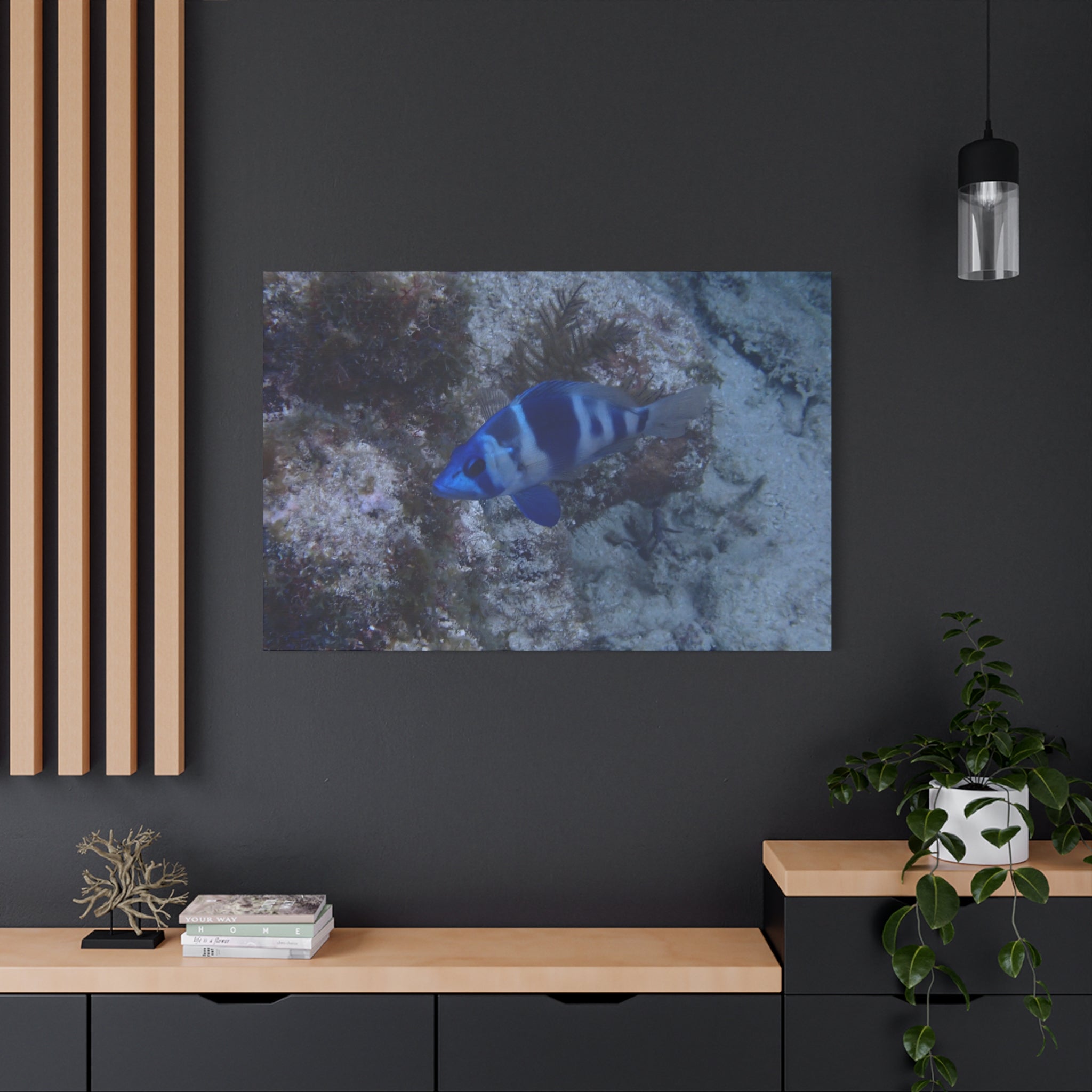 Indigo Hamlet Canvas Print — Underwater Matte Stretched Wall Art