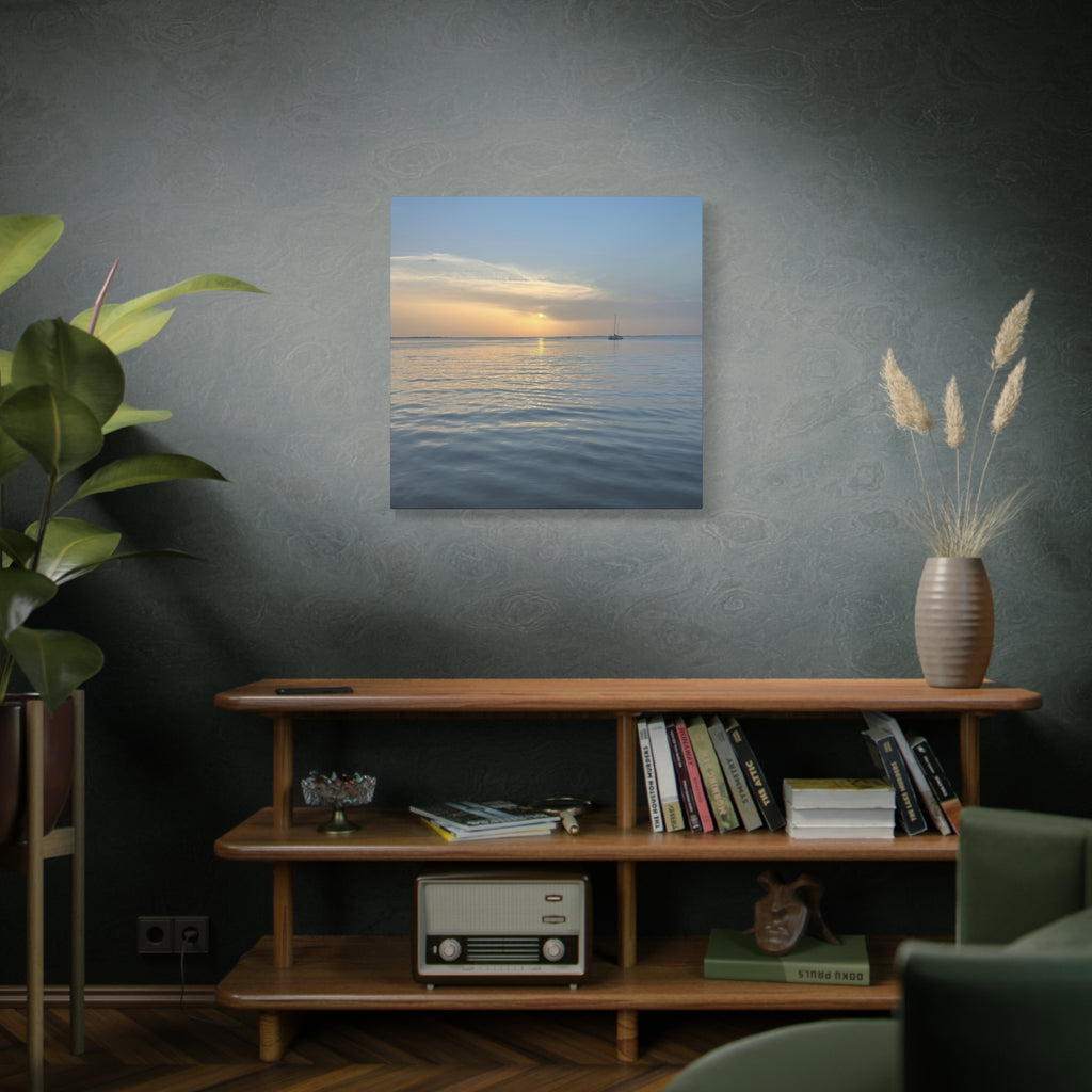 Sunset Sail Matte Canvas Print — Tranquil Ocean Wall Art, Stretched 1.25"