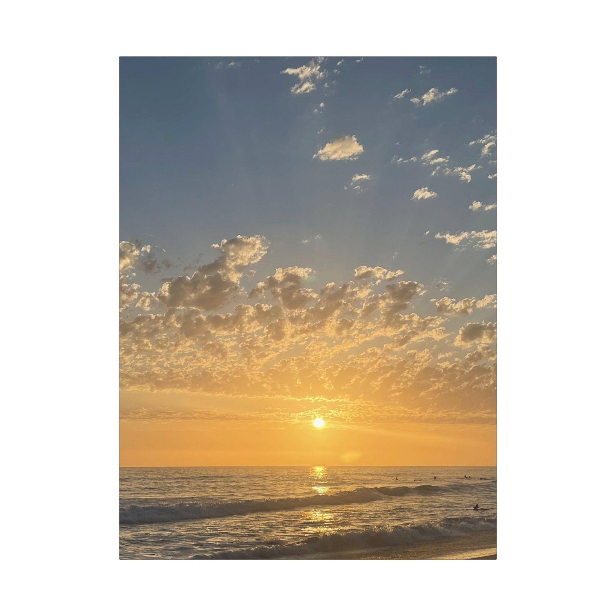 Sunset Over Ocean Matte Canvas Print — Beach Sunrise Wall Art (Stretched 1.25")