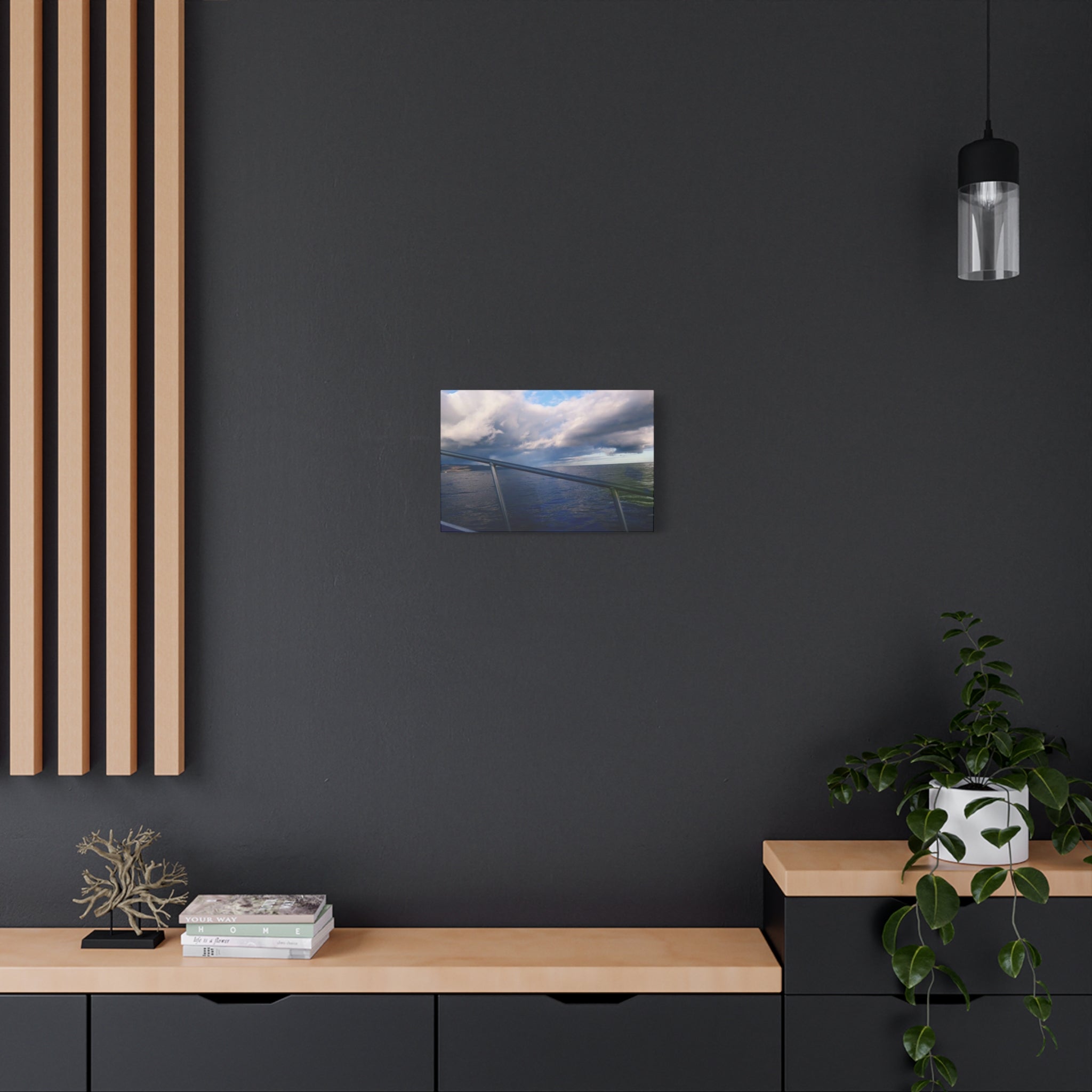 Ocean Horizon Boat Ride Matte Canvas Print – Stretched Seascape Wall Art
